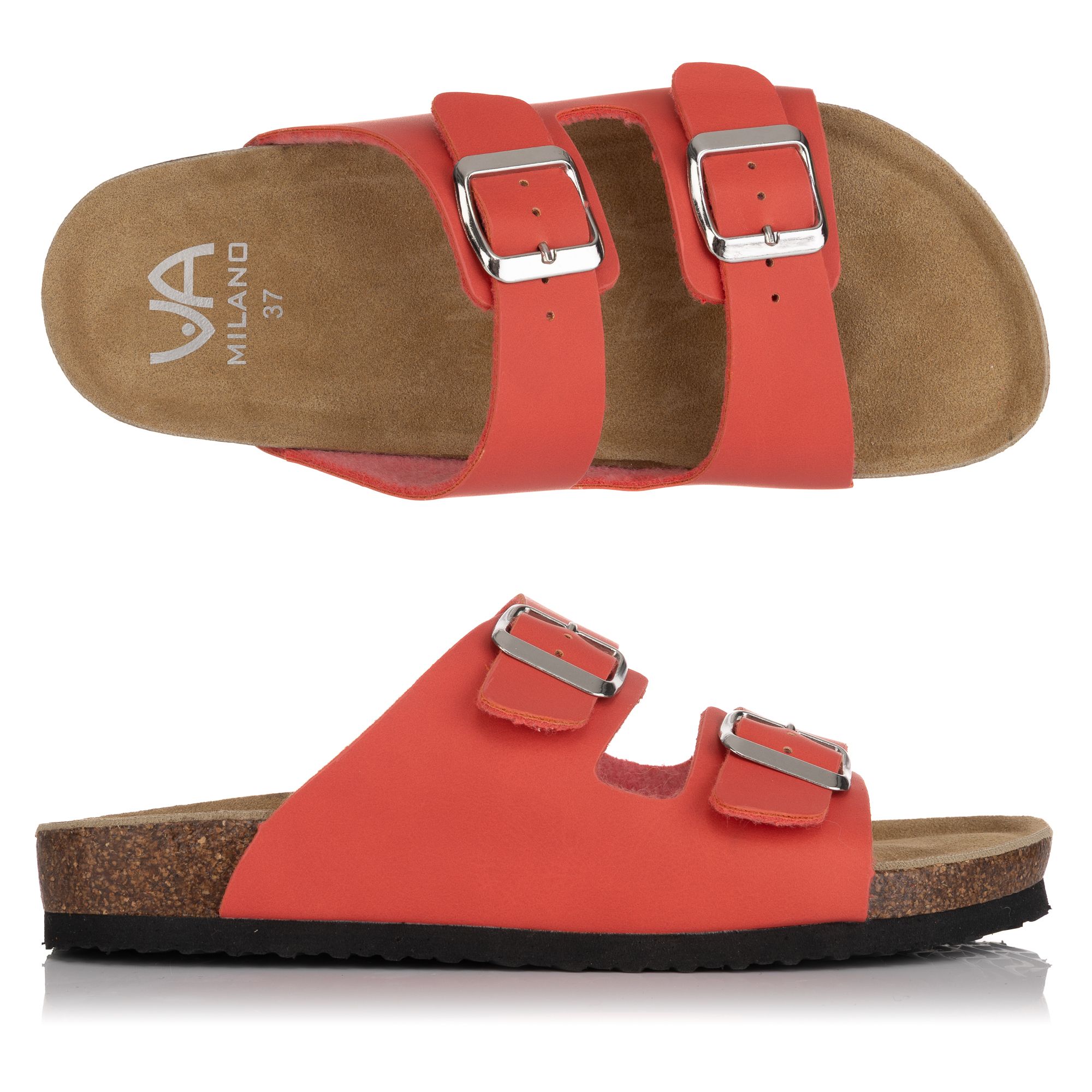 B-Ware VIA MILANO Damen-Pantolette 2 verstl. Riemen Tieffußbett
