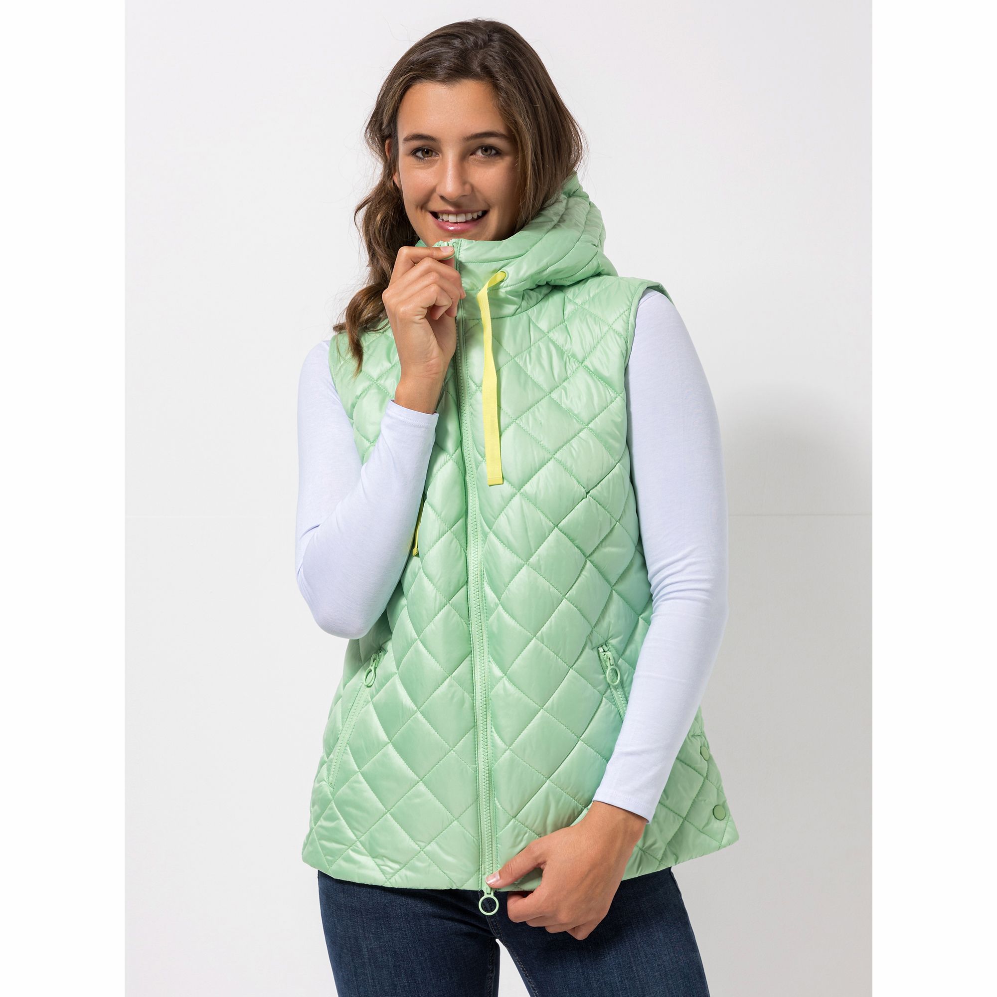 B-Ware DENIM & CO. Steppweste Stehkragen mit Kapuze