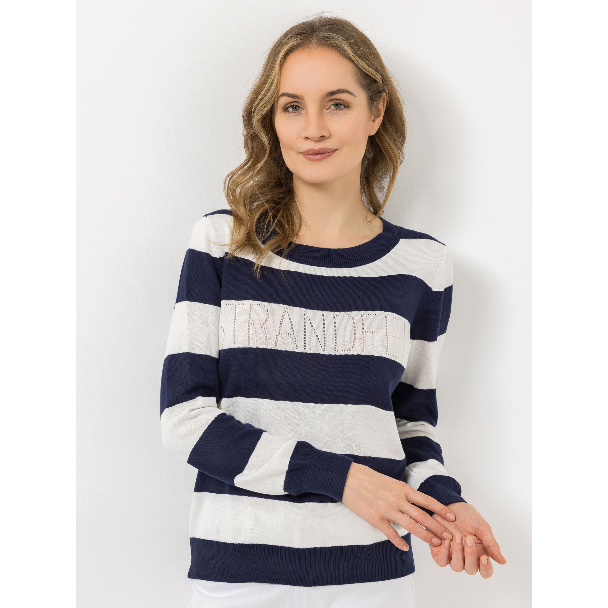B-Ware STRANDFEIN Streifenpullover Rundhalsausschnitt Logo-Ajour