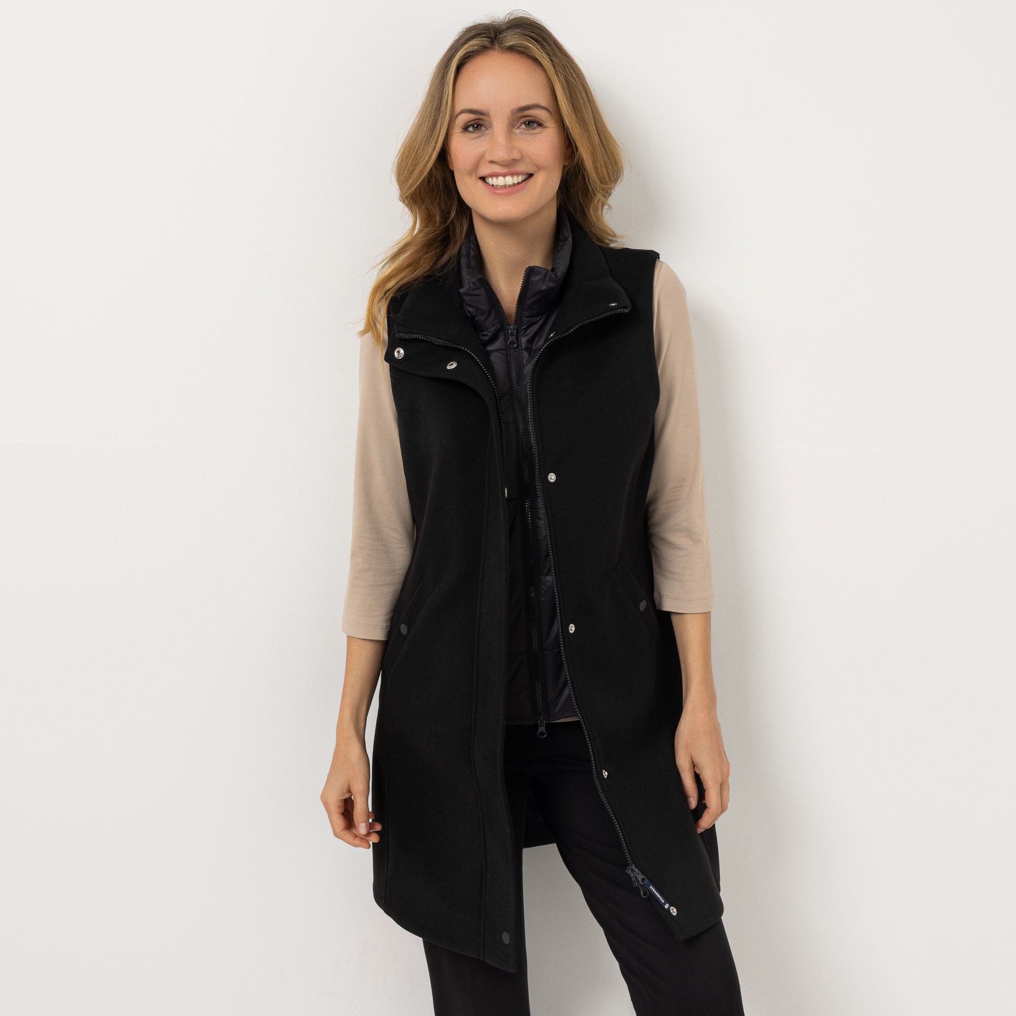 B-Ware STRANDFEIN Longweste Materialmix 2in1 Optik