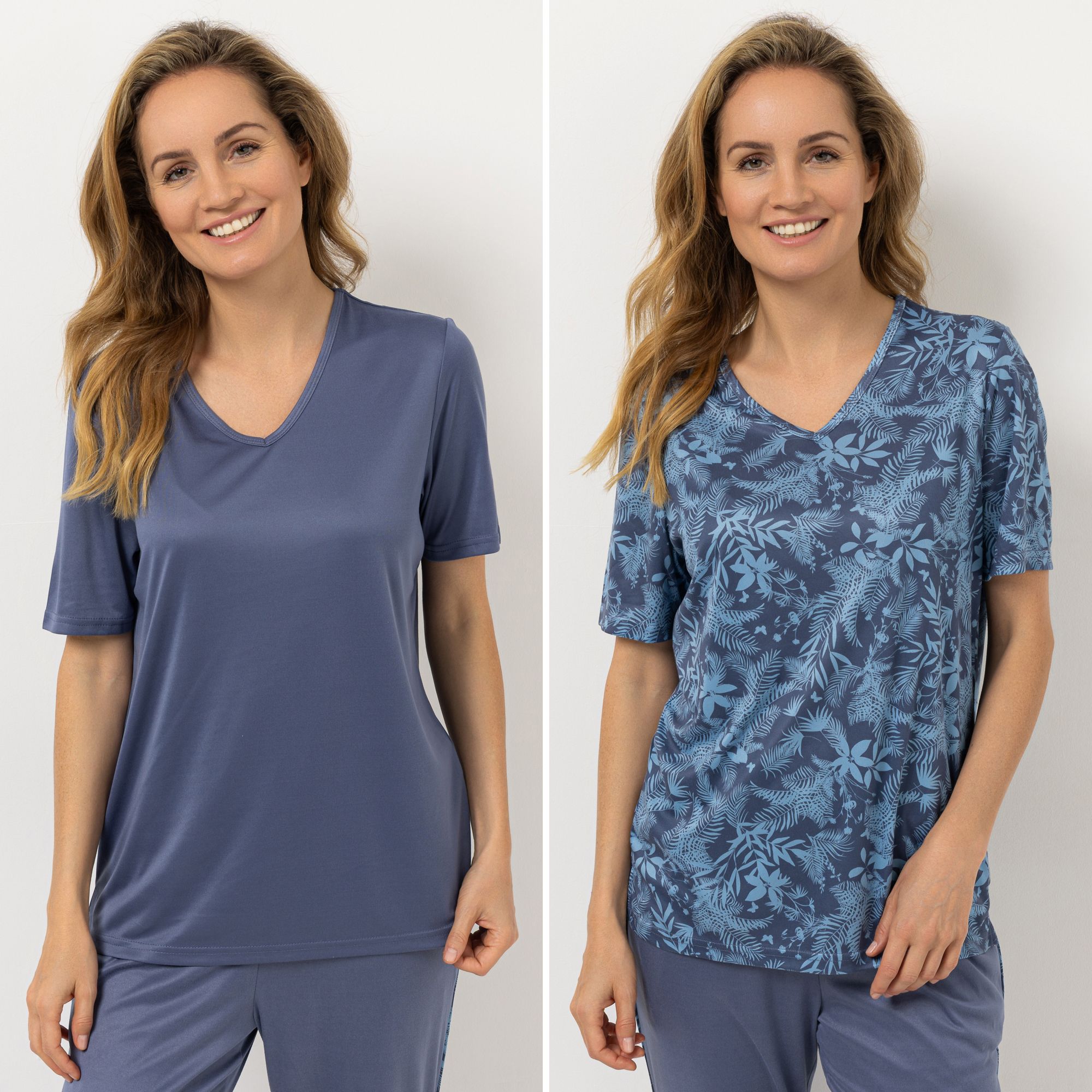 B-Ware JERYMOOD 2 Shirts, 1/2-Arm Mikrofaser 1x uni 1x Allover