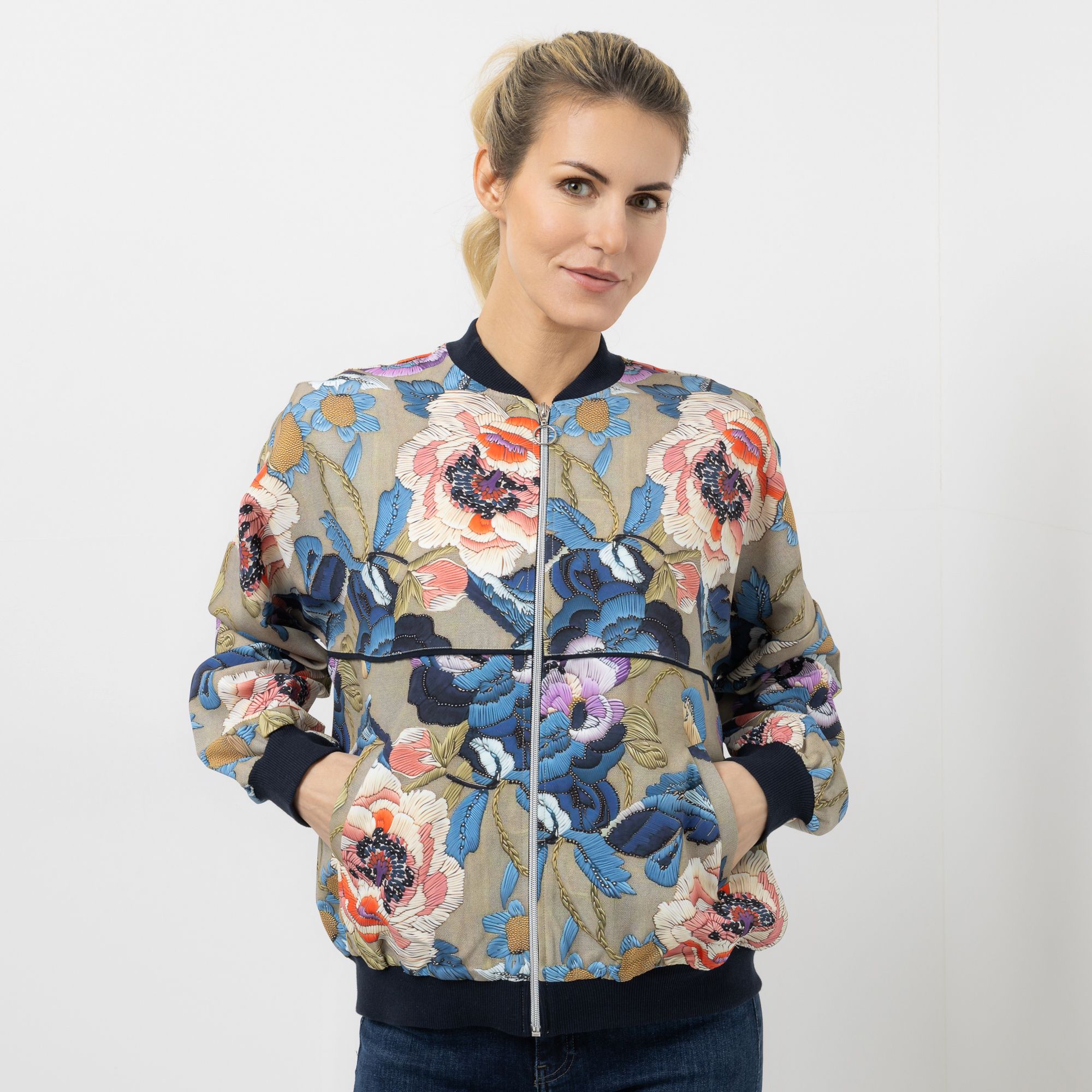 B-Ware DINE 'N' DANCE Blouson-Jacke Reißverschluss Allover-Druck