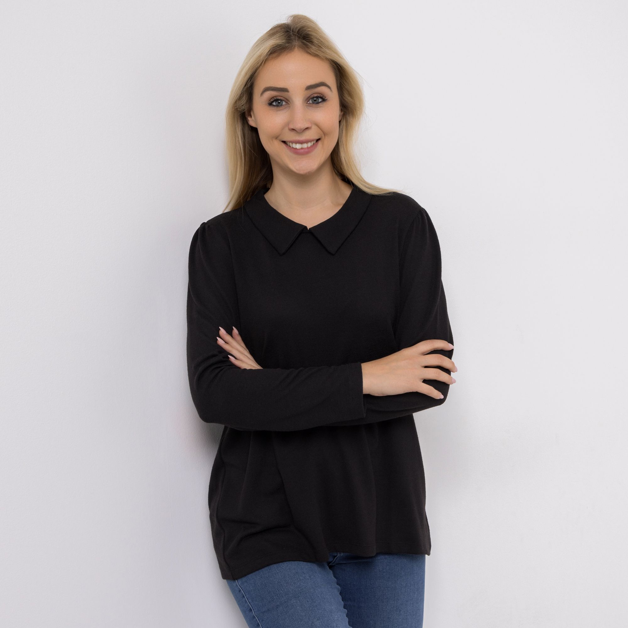 B-Ware KIM & CO. Shirt, Langarm Soft Touch Jersey Kragen