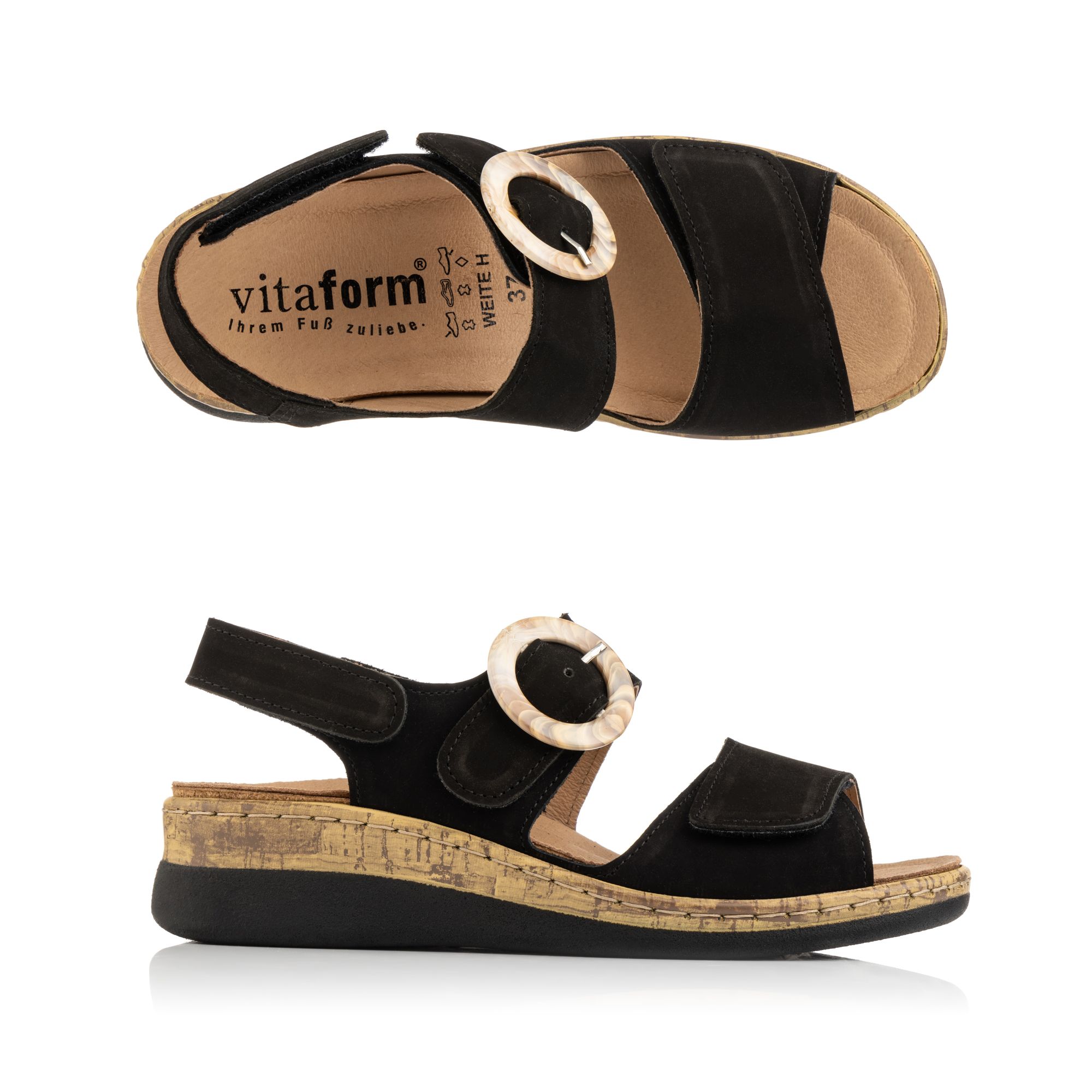 B-Ware VITAFORM Damen- Sandalette Softnubuk Zierschnalle