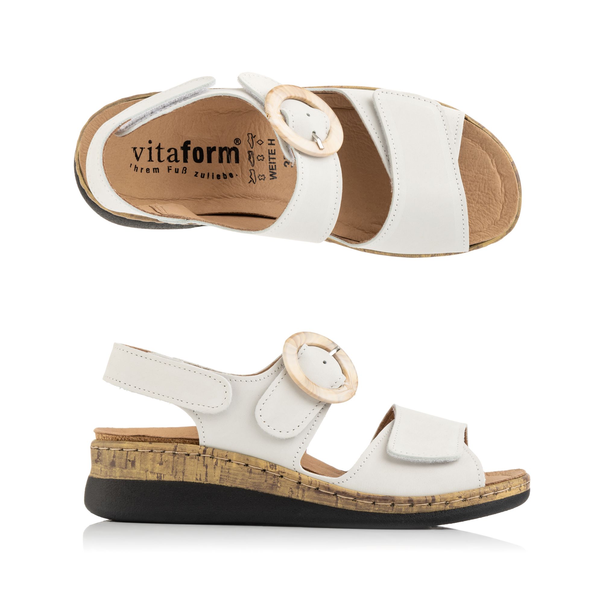 B-Ware VITAFORM Damen- Sandalette Softnubuk Zierschnalle