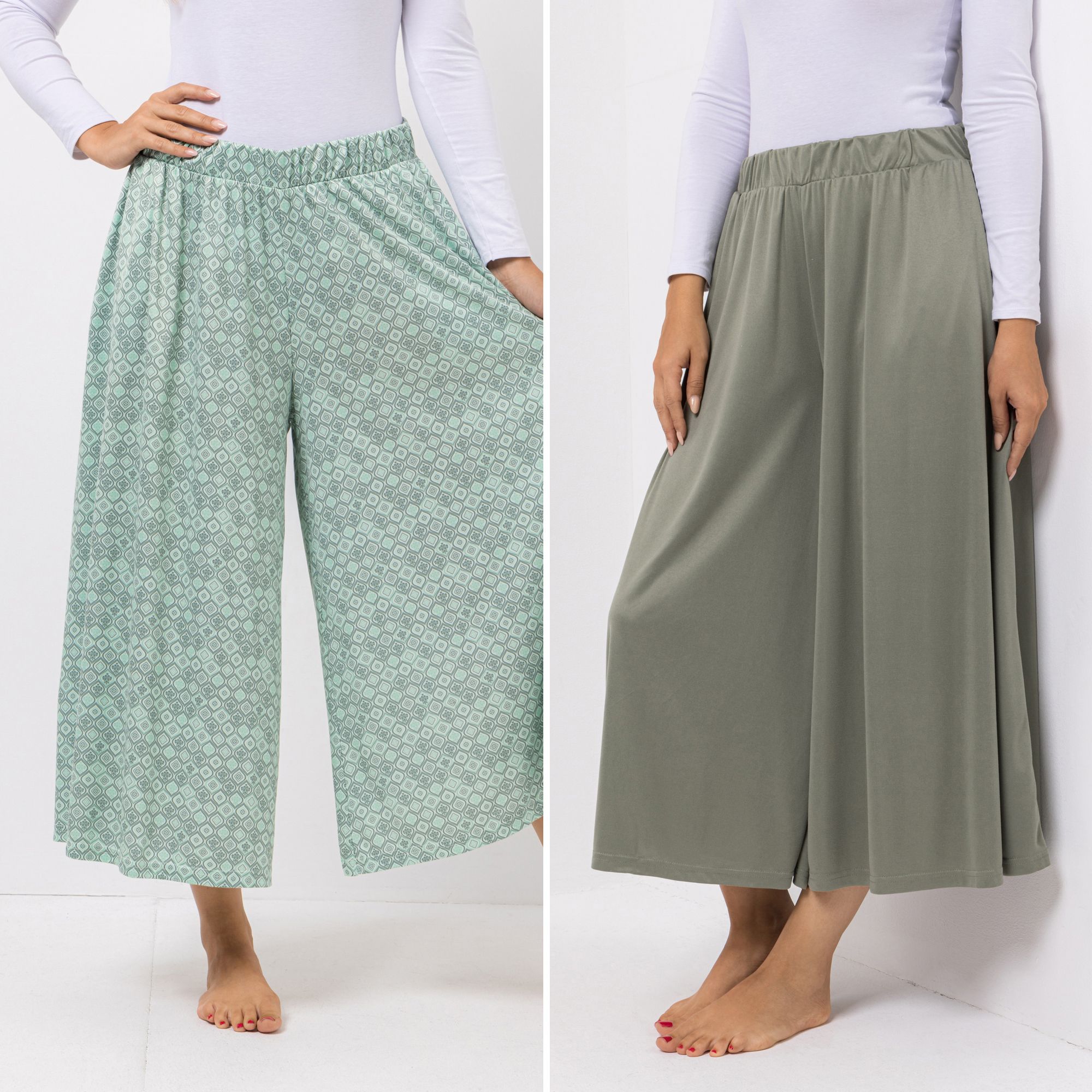 B-Ware JERYMOOD HOMEWEAR 2 Hosen, 7/8-Länge Mikrofaser weites Bein