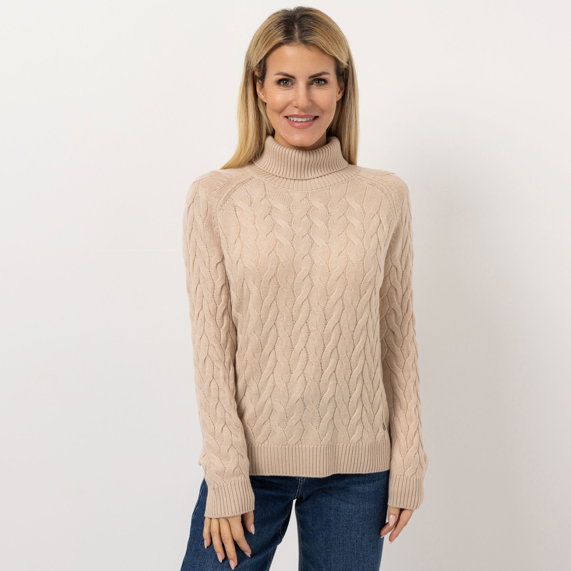 B-Ware STRANDFEIN Pullover Rollkragen Zopfmuster