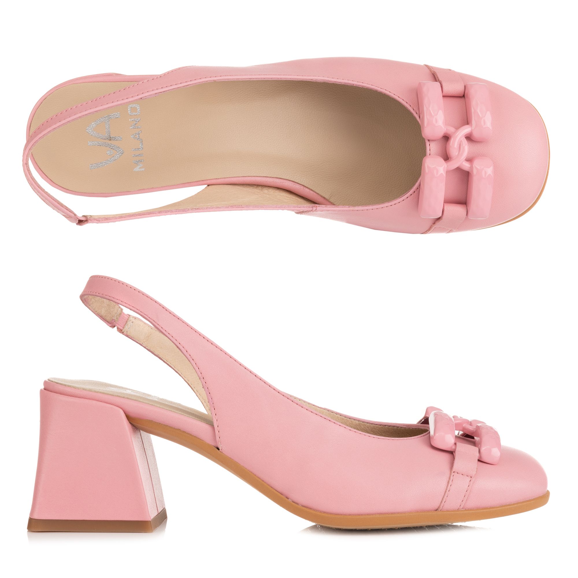 B-Ware VIA MILANO Damen-Sandalette echt Leder Schmuckdetail