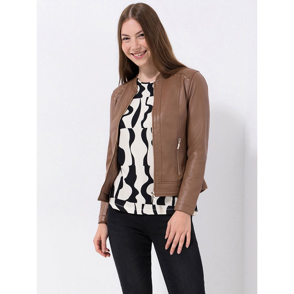 B-Ware VIA MILANO Jacke, 1/1-Arm Nappaleder-Optik elastische Einsätze