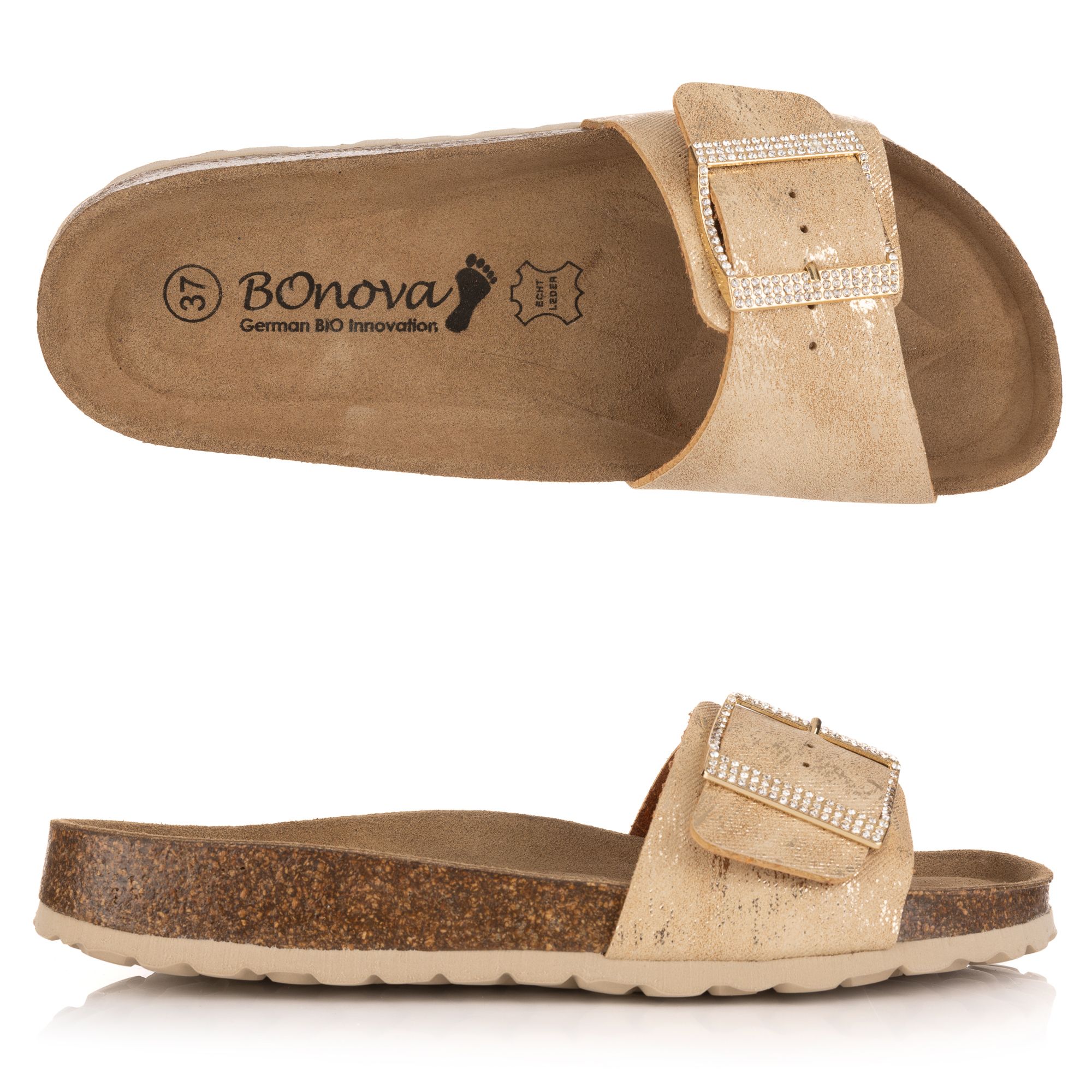 B-Ware BONOVA Damen-Pantolette Borovo Glitzer verstl. Riemen
