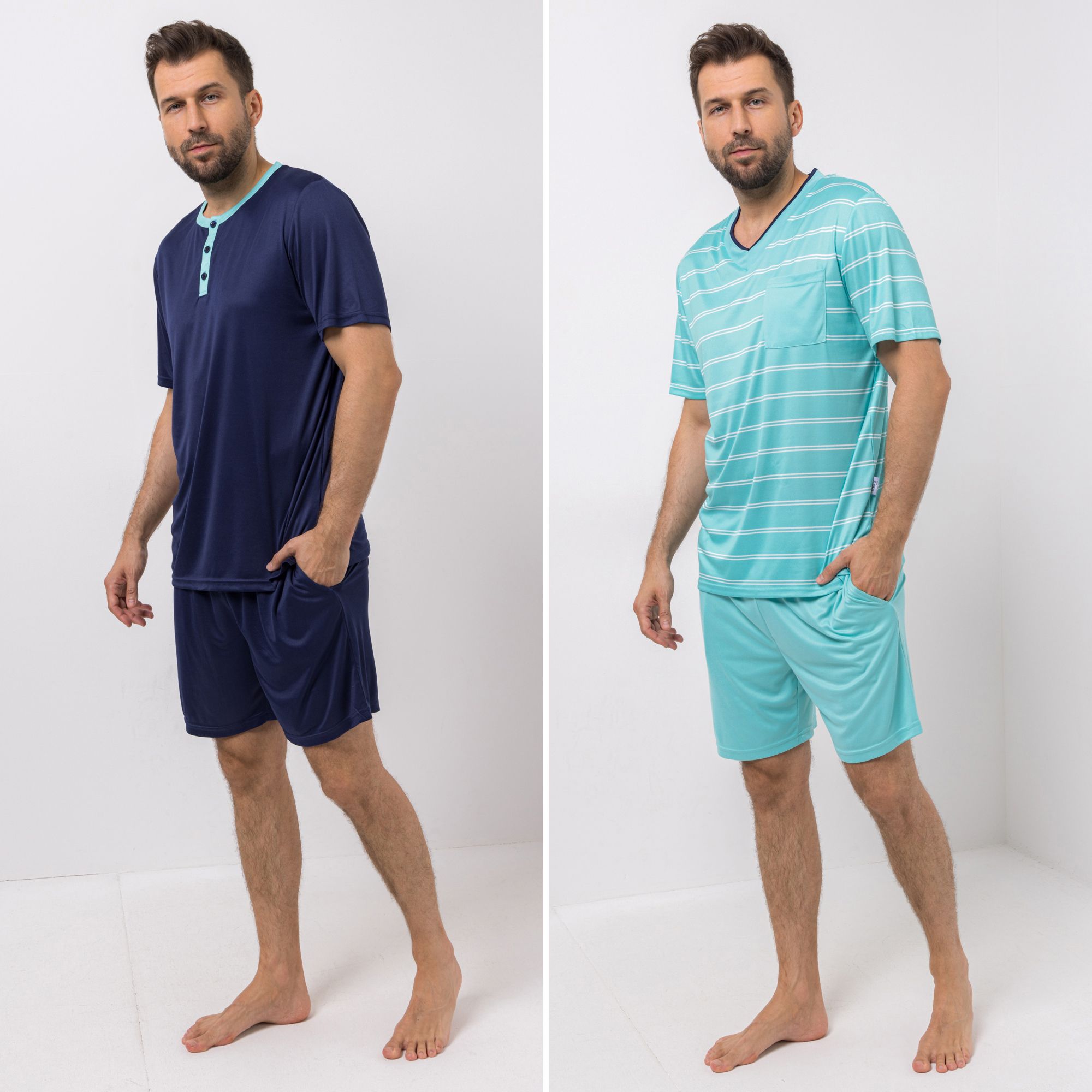 B-Ware MEN'S TOUCH 2 Pyjama-Sets Mikrofaser Shirt, 1/2-Arm
