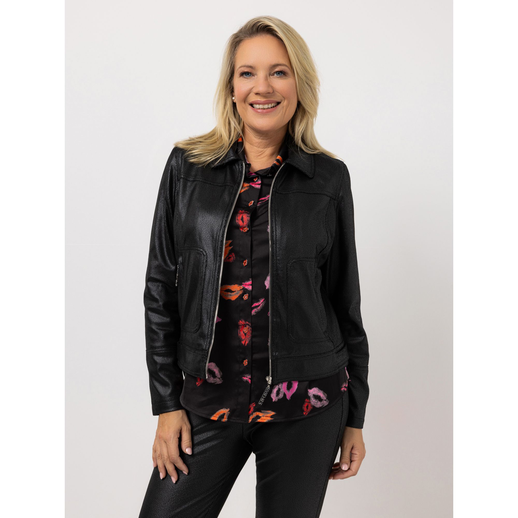 B-Ware KILIAN KERNER SENSES Biker-Jacke, Langarm Lederimitat Brusttaschen