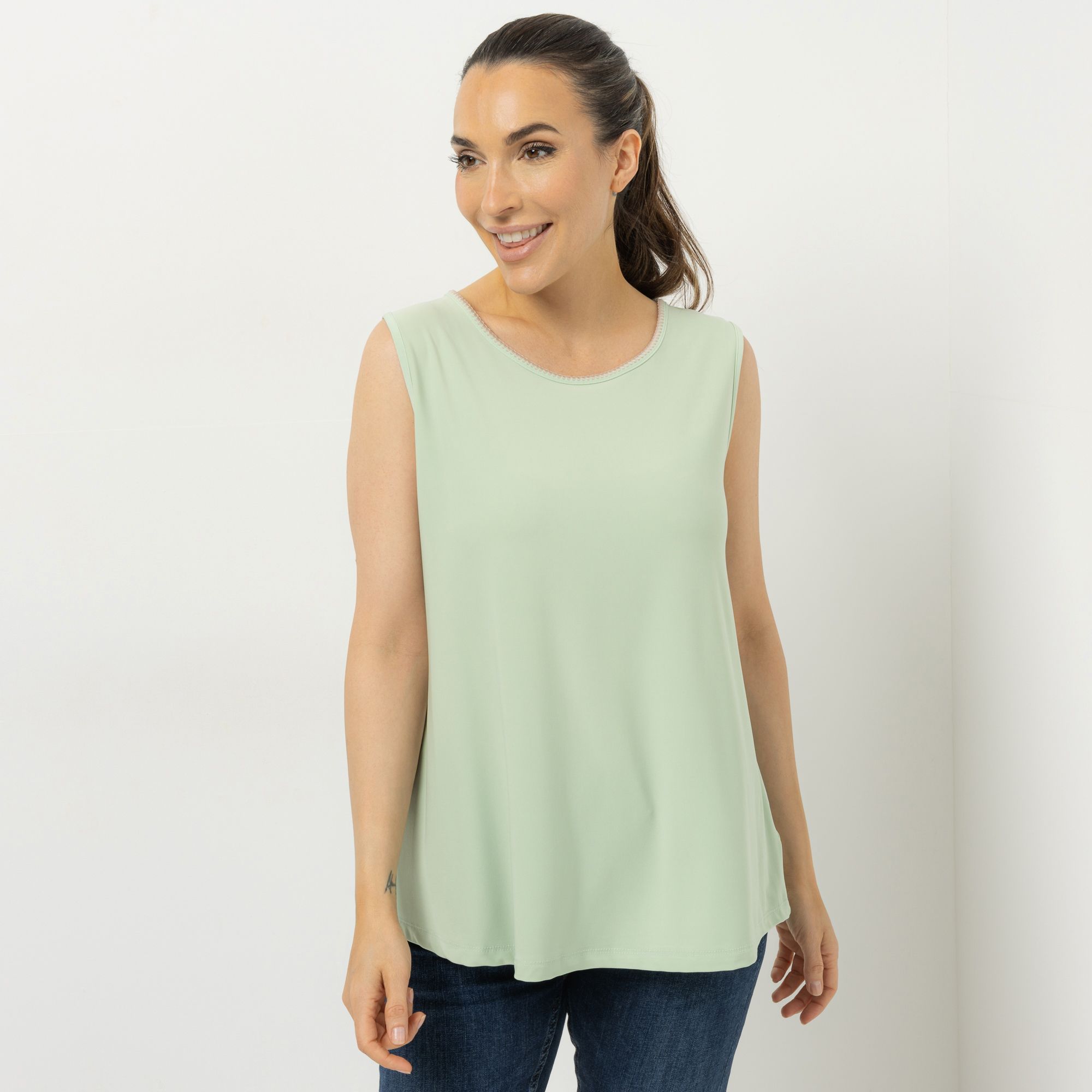B-Ware KIM & CO. Top, A-Linie Deluxe Brazil Knit Kontrast-Stickerei
