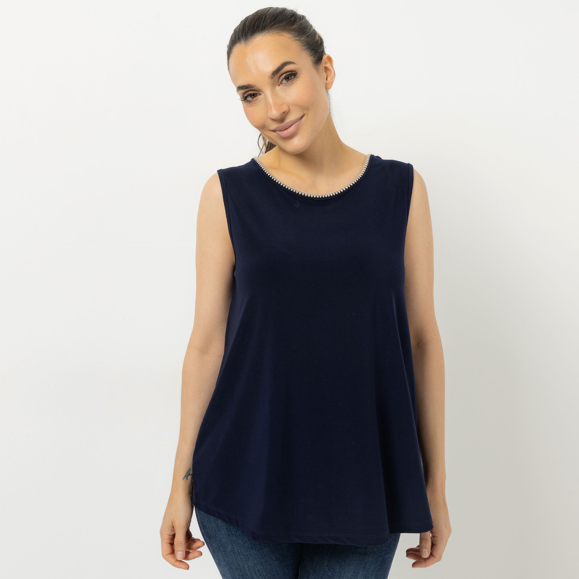 B-Ware KIM & CO. Top, A-Linie Deluxe Brazil Knit Kontrast-Stickerei
