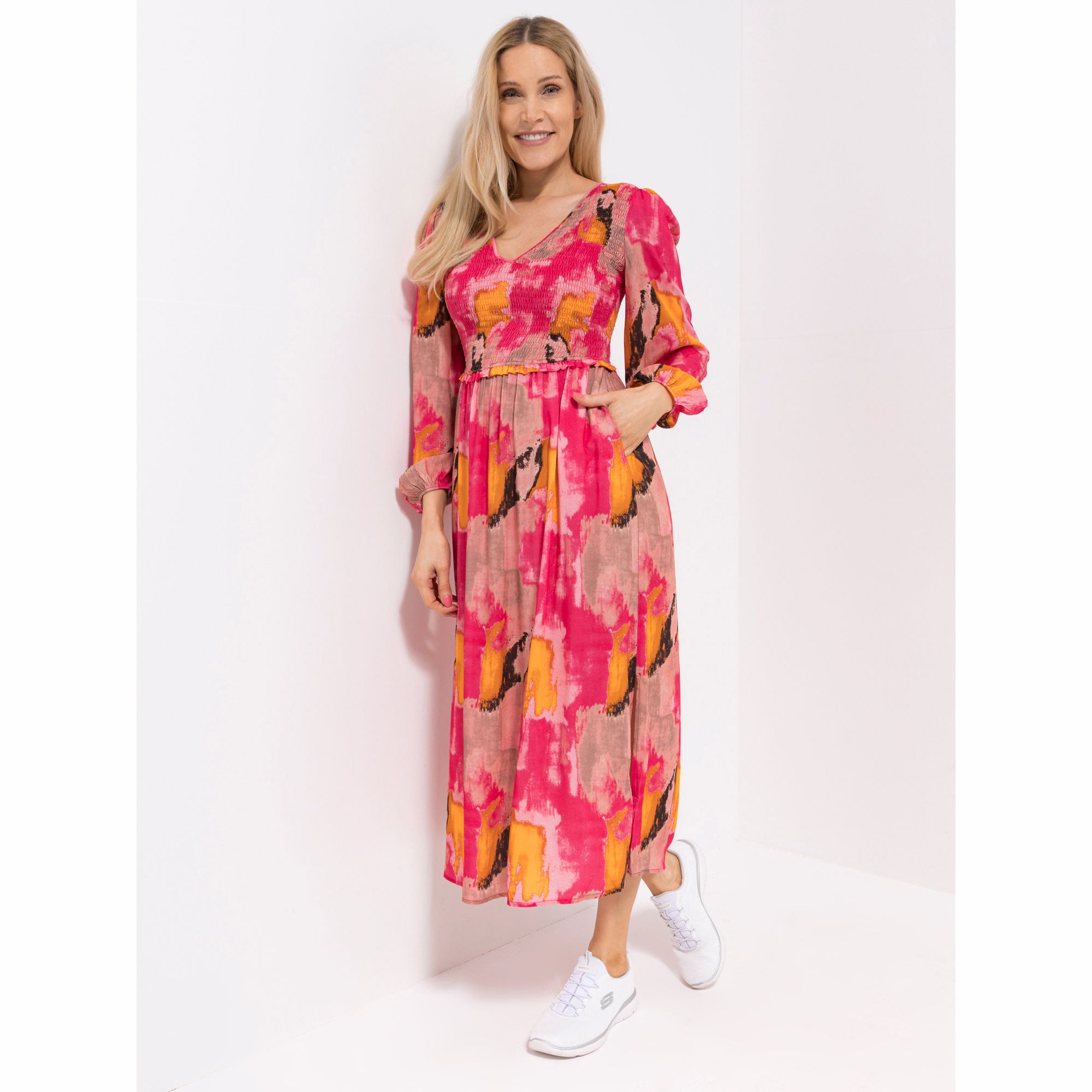 B-Ware DINE 'N' DANCE Kleid, 1/1-Arm gesmoktes Oberteil Eingrifftaschen