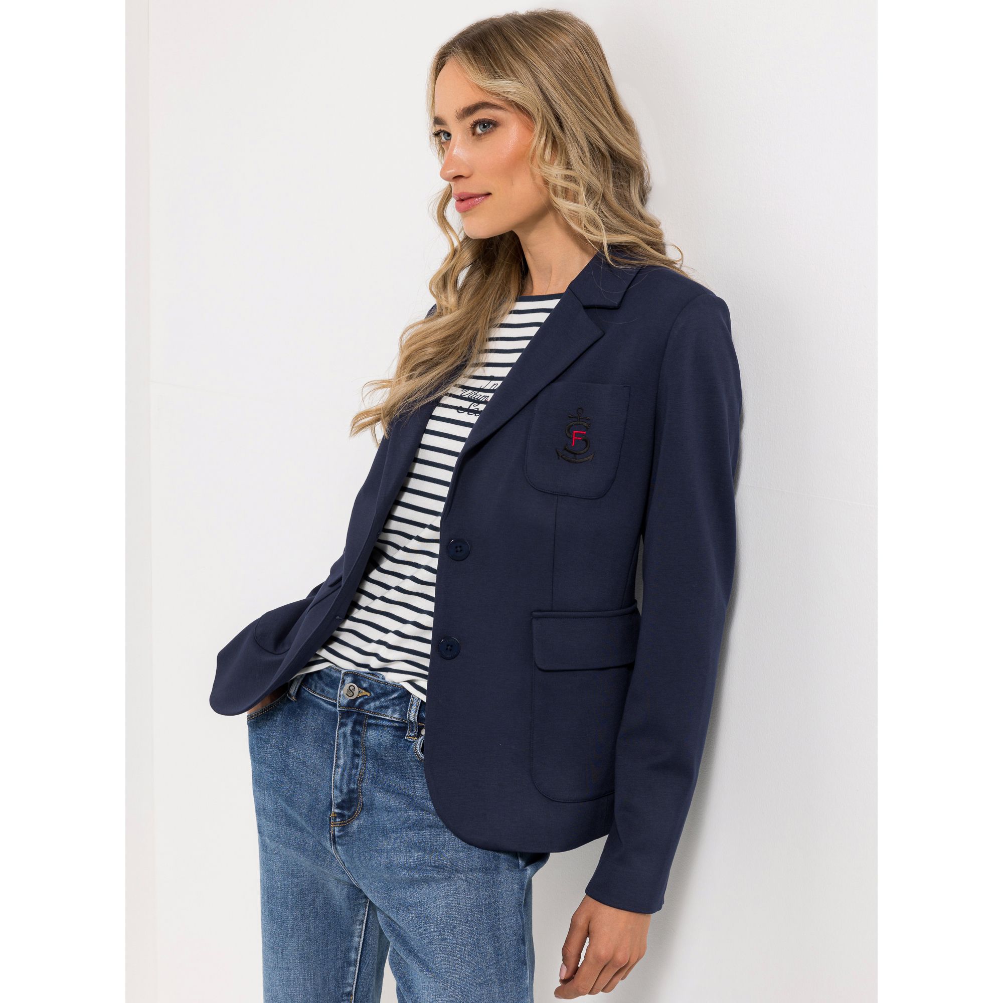 B-Ware STRANDFEIN Blazer Reverskragen Logostickerei