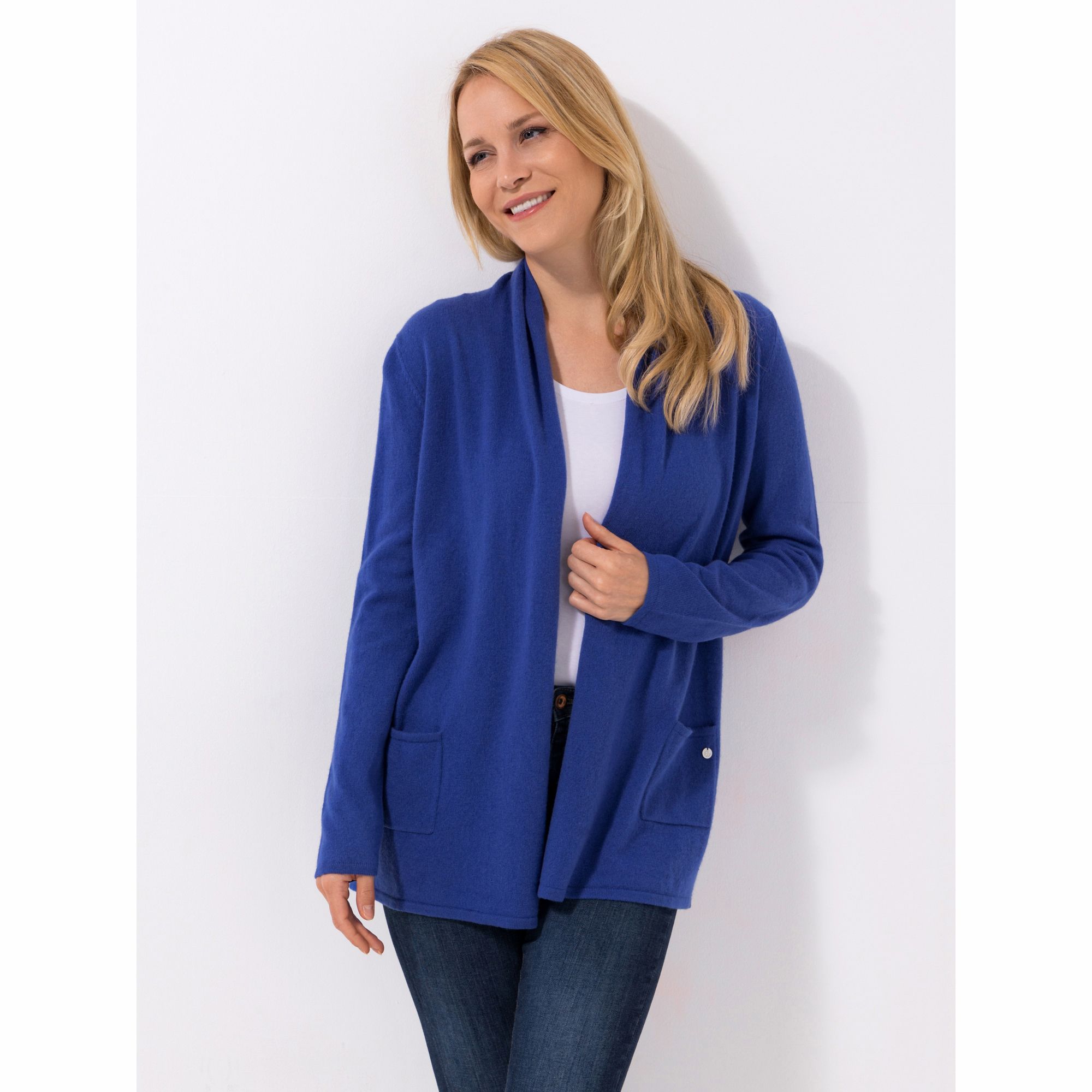 B-Ware EVA LUTZ Cardigan offene Front Kaschmiranteil