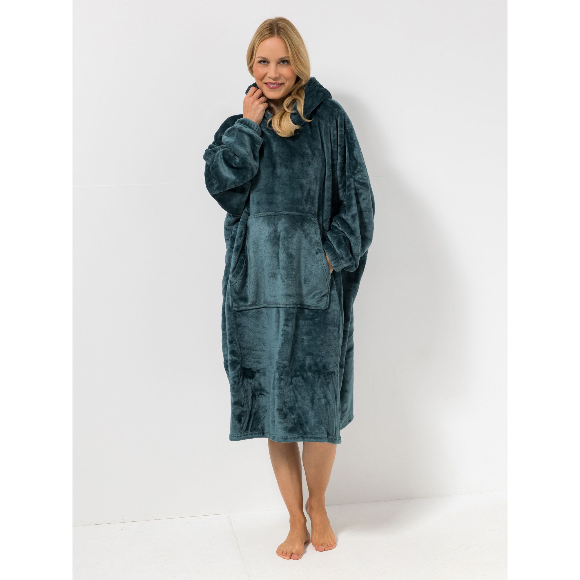 B-Ware MONT CHALET Damen XXL-Hoodie uni Kapuze mit Fellimitat