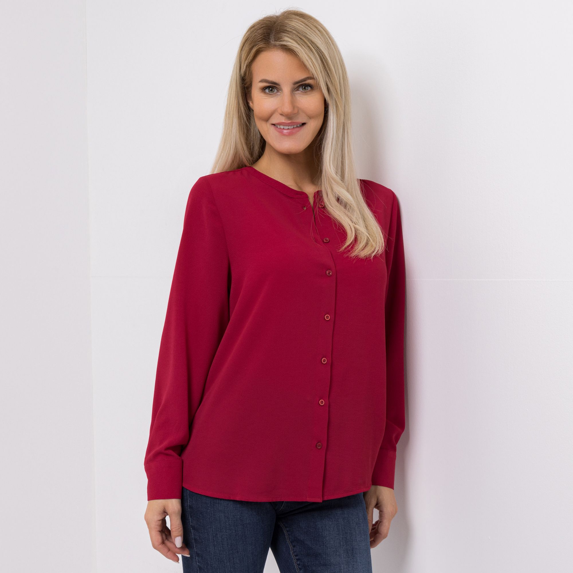 B-Ware DINE 'N' DANCE Bluse, 1/1-Arm kleiner Stehkragen Knopfleiste