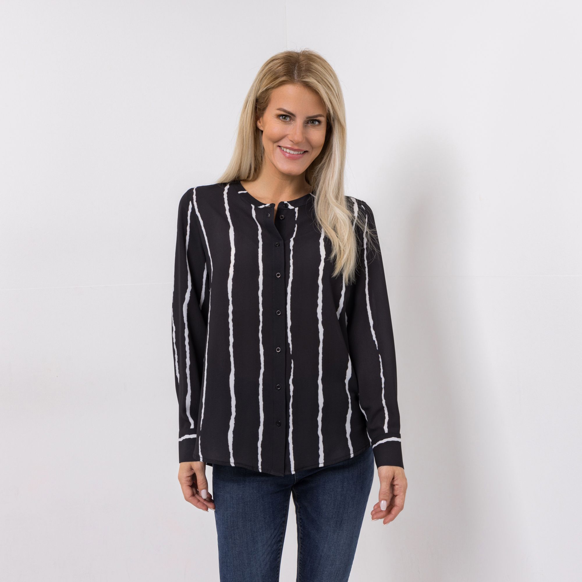 B-Ware DINE 'N' DANCE Bluse, 1/1-Arm kleiner Stehkragen Knopfleiste