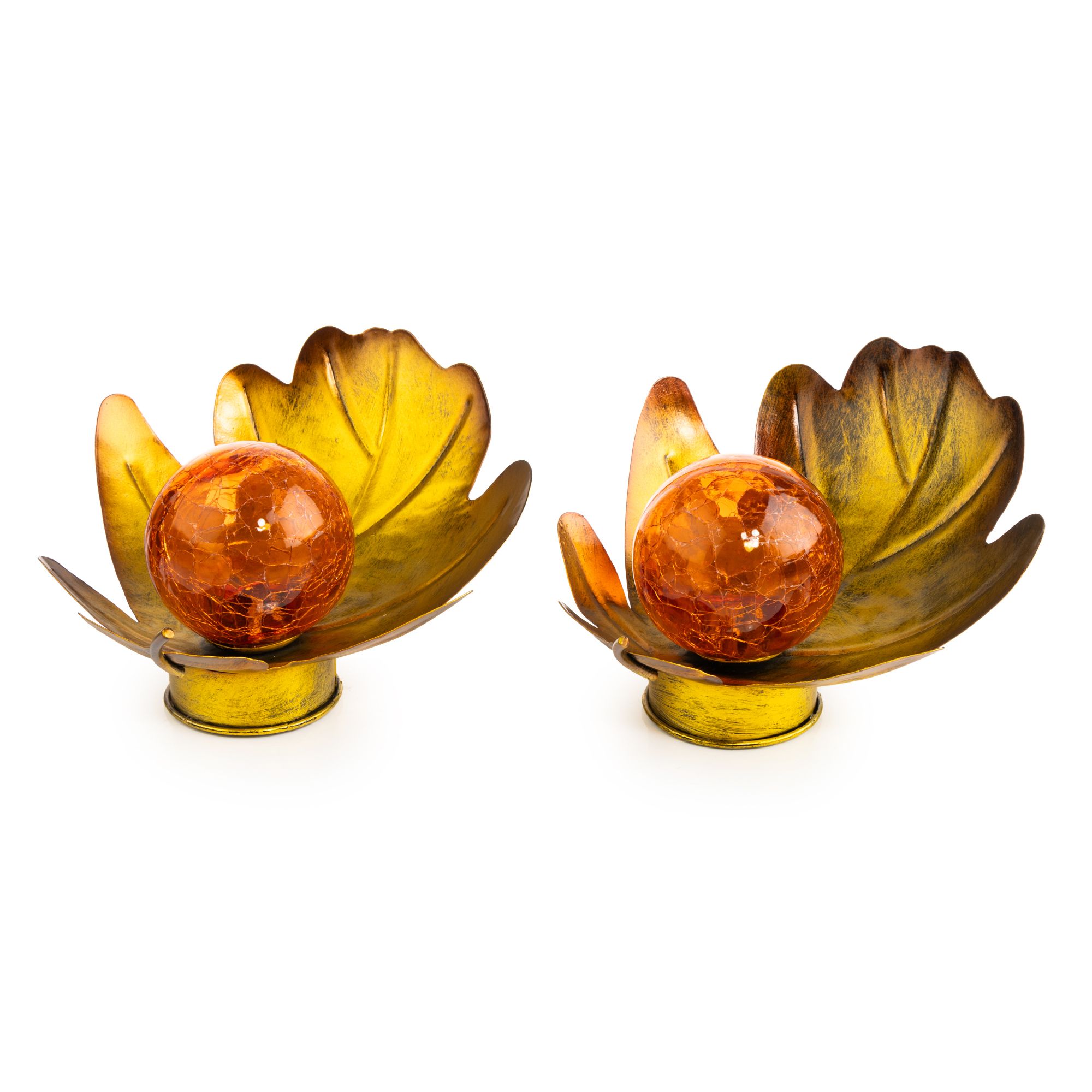 B-Ware LUMIDA Casa 2 Herbstblätter mit LED-Glaskugel 5h-Timerfunktion