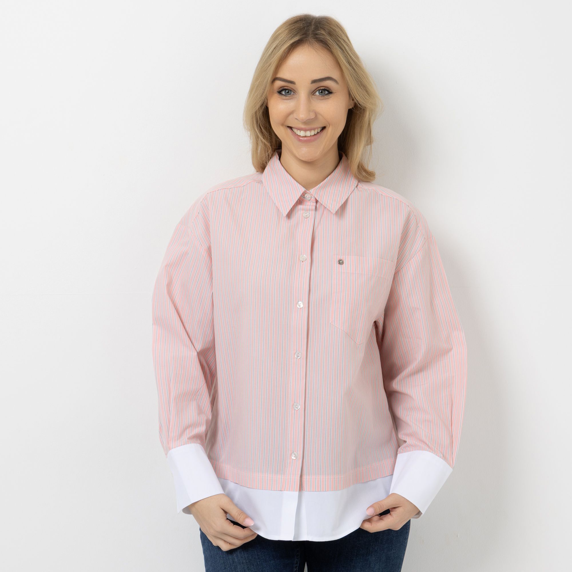 B-Ware DINE 'N' DANCE Bluse, langarm Blusenkragen Knopfleiste