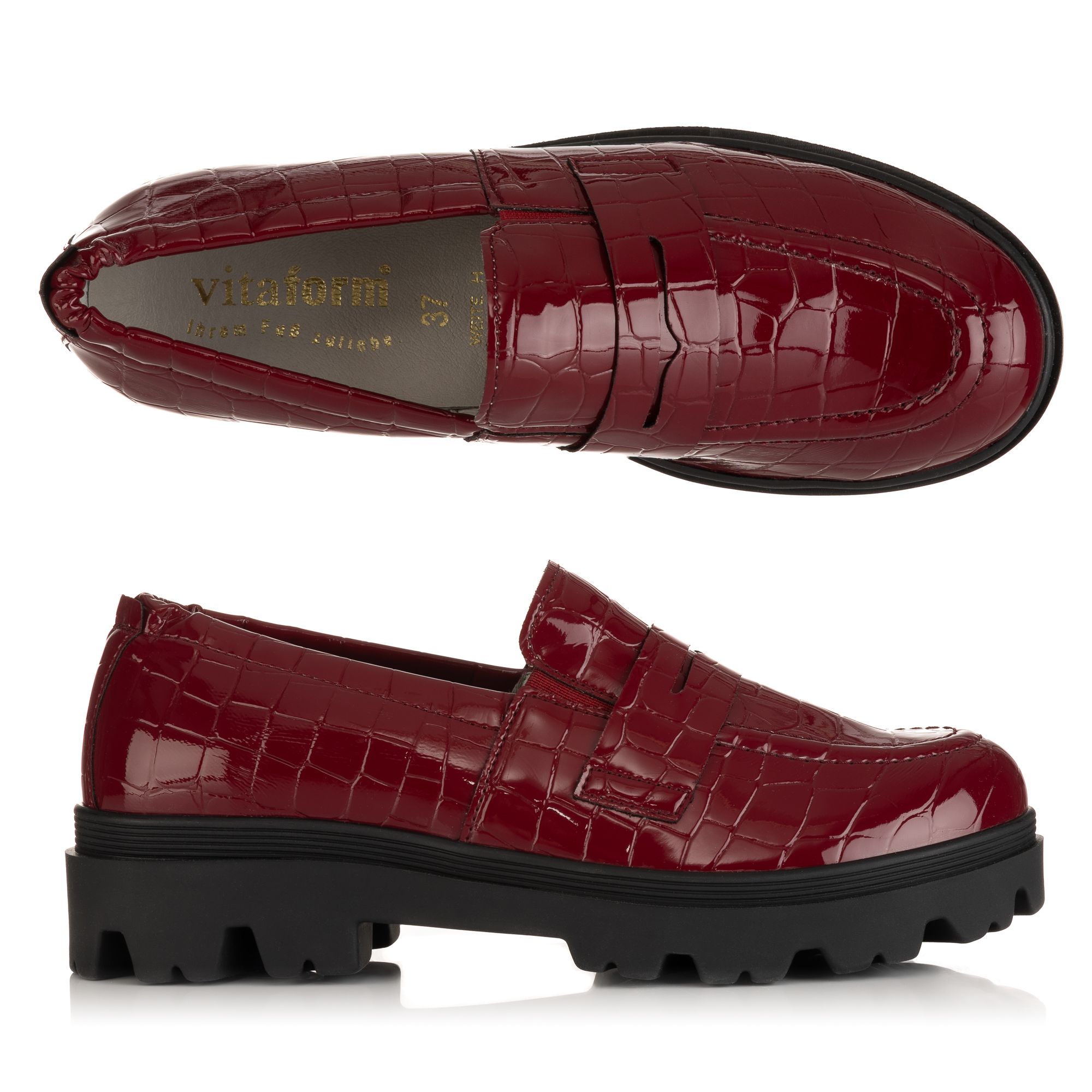 B-Ware VITAFORM Damen-Slipper Lackstretch Krokoprägung