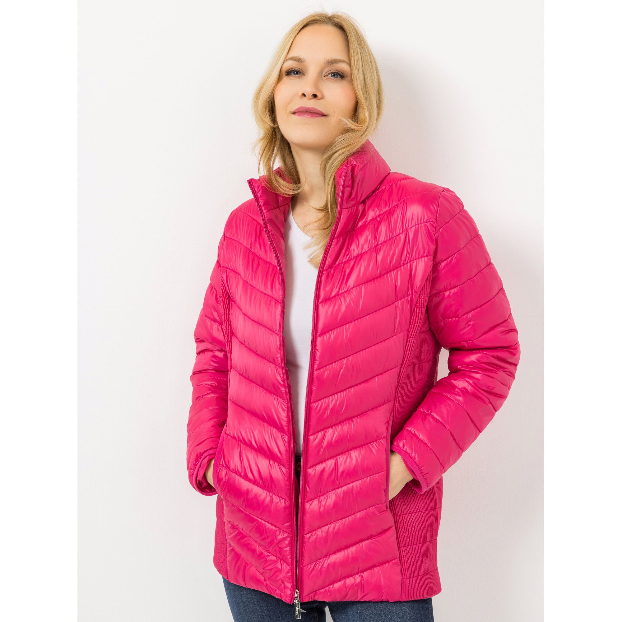 B-Ware DENIM & CO. Steppjacke Stehkragen integrierte Kapuze