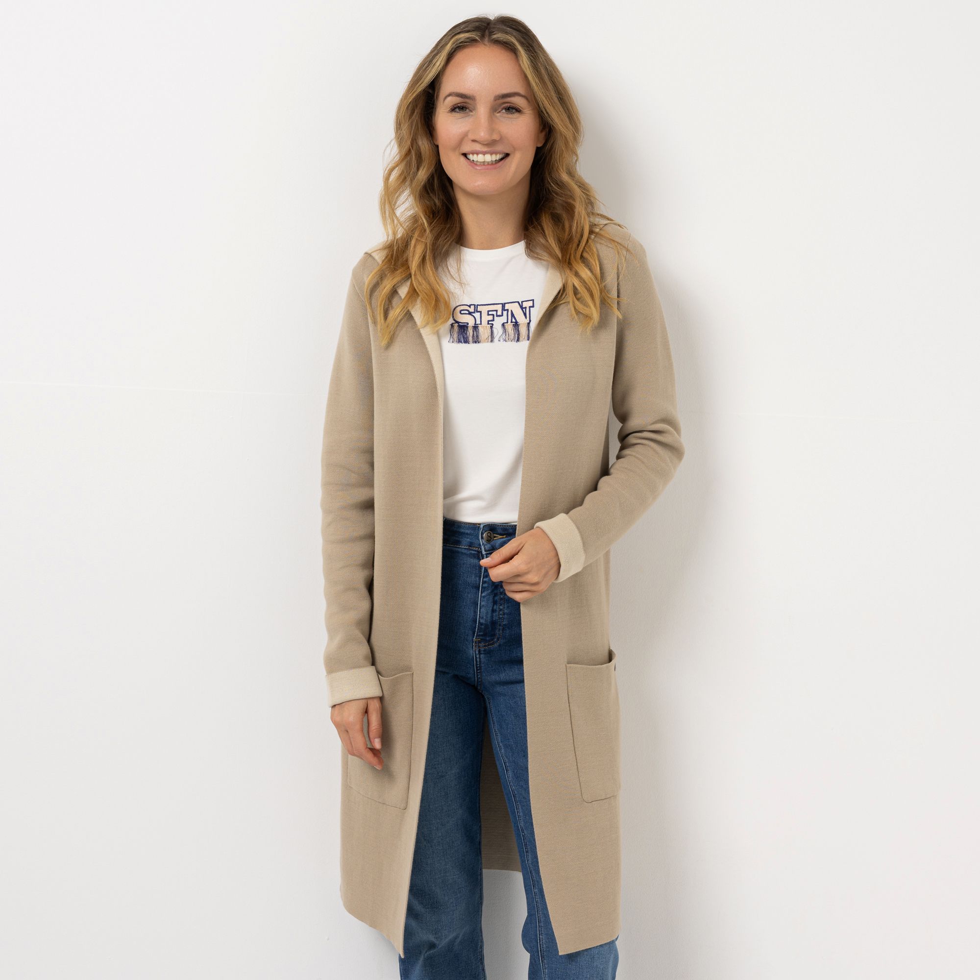 B-Ware STRANDFEIN Longcardigan mit Kapuze Doubleface