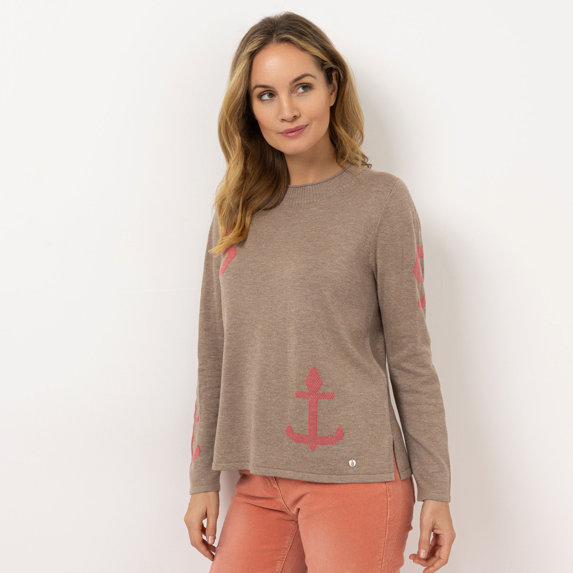 B-Ware STRANDFEIN Pullover leichter Stehkragen Intarsien