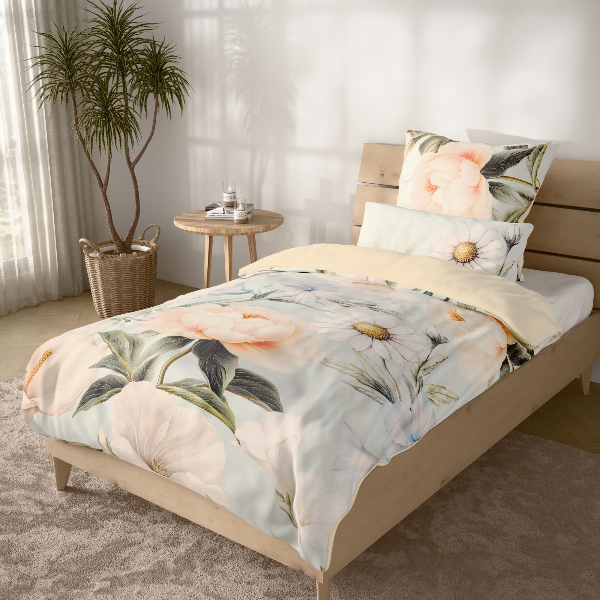 B-Ware JERYMOOD extra soft Wendebettwäsche Blumenvariationen Mikrofaser Jersey