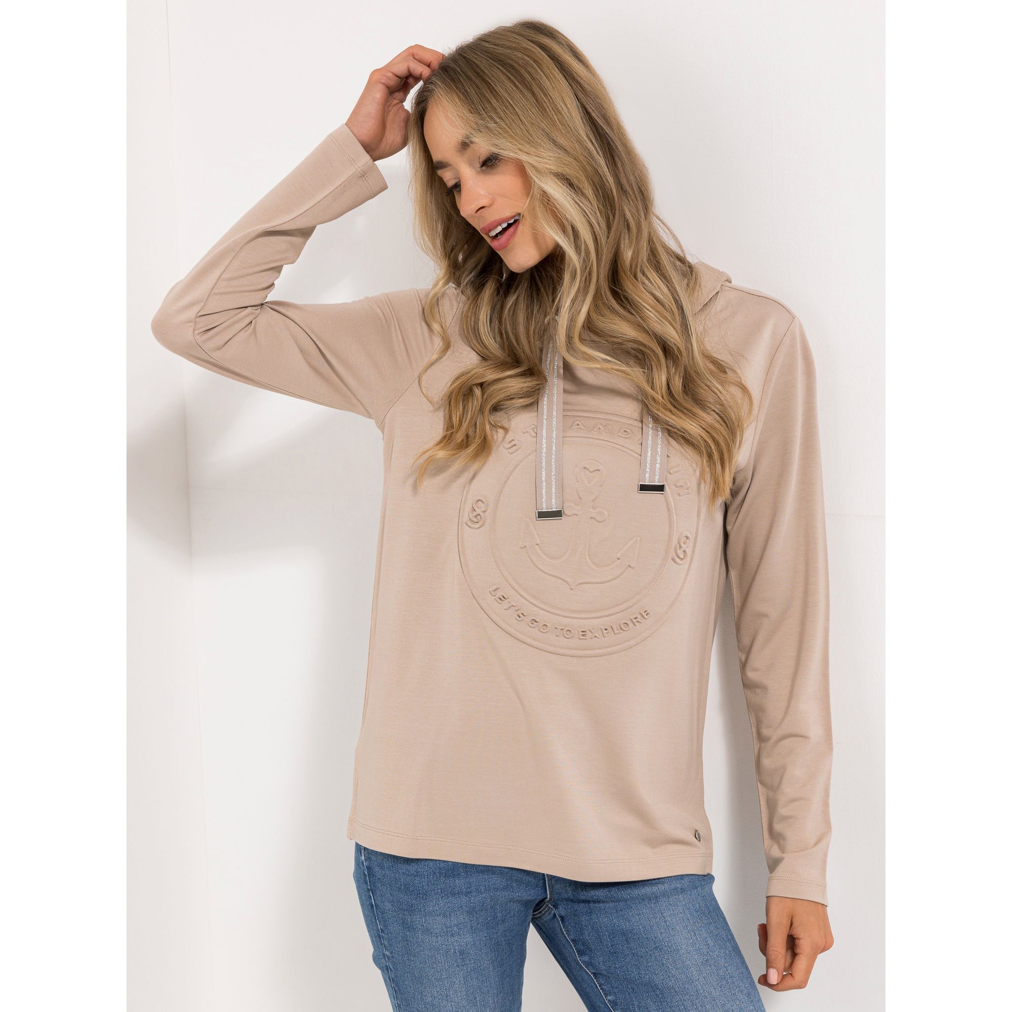 B-Ware STRANDFEIN Sweatshirt, Langarm mit Kapuze Logo-Prägung