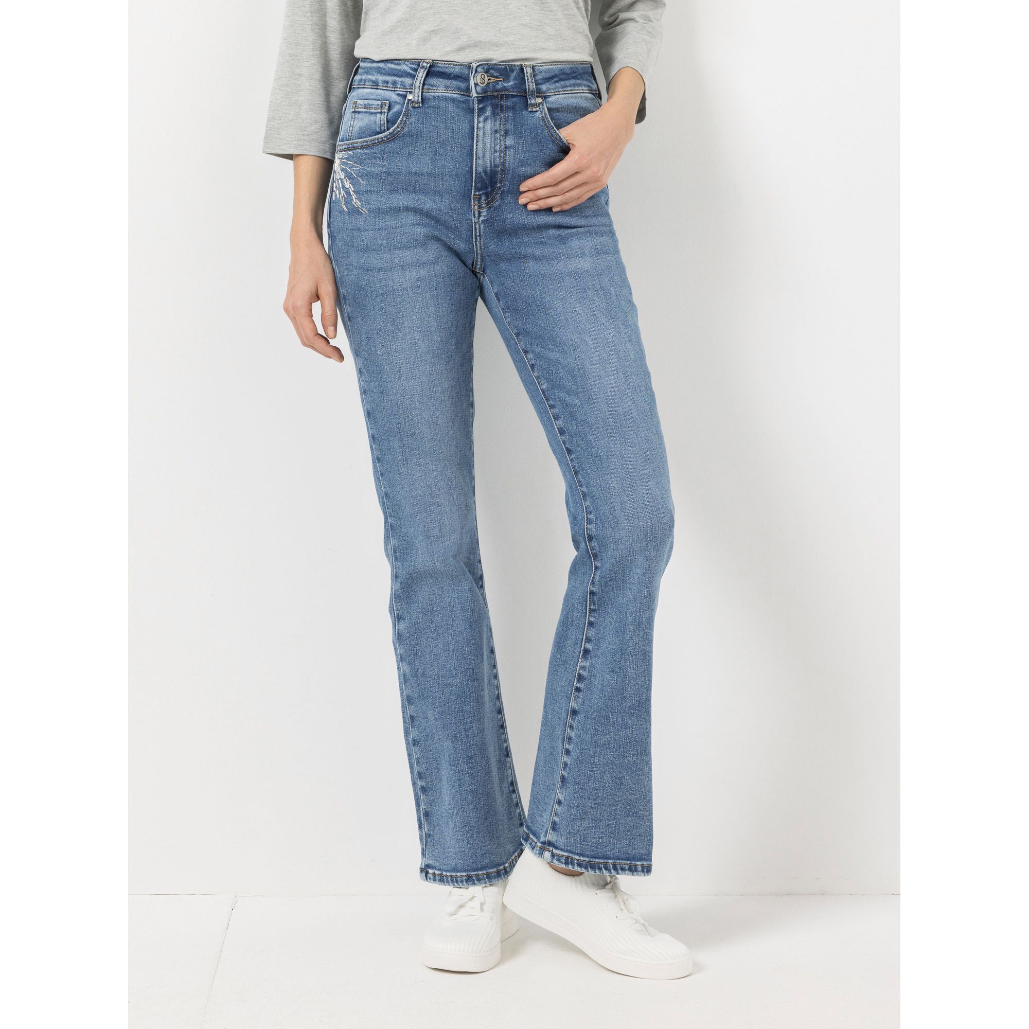 B-Ware STRANDFEIN Jeanshose lange Form Applikation dekorativ