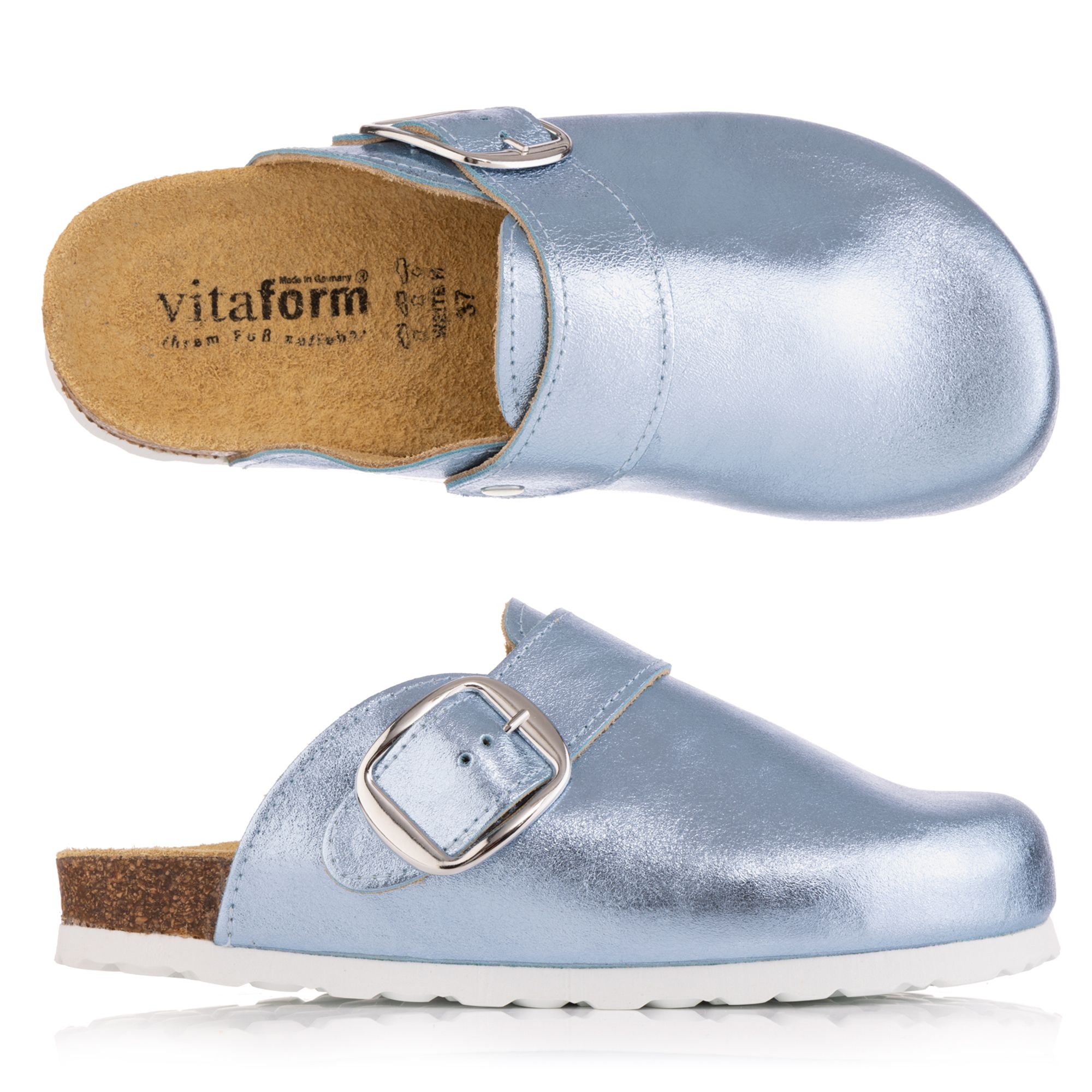 B-Ware VITAFORM Damen Clog echt Leder Metallic