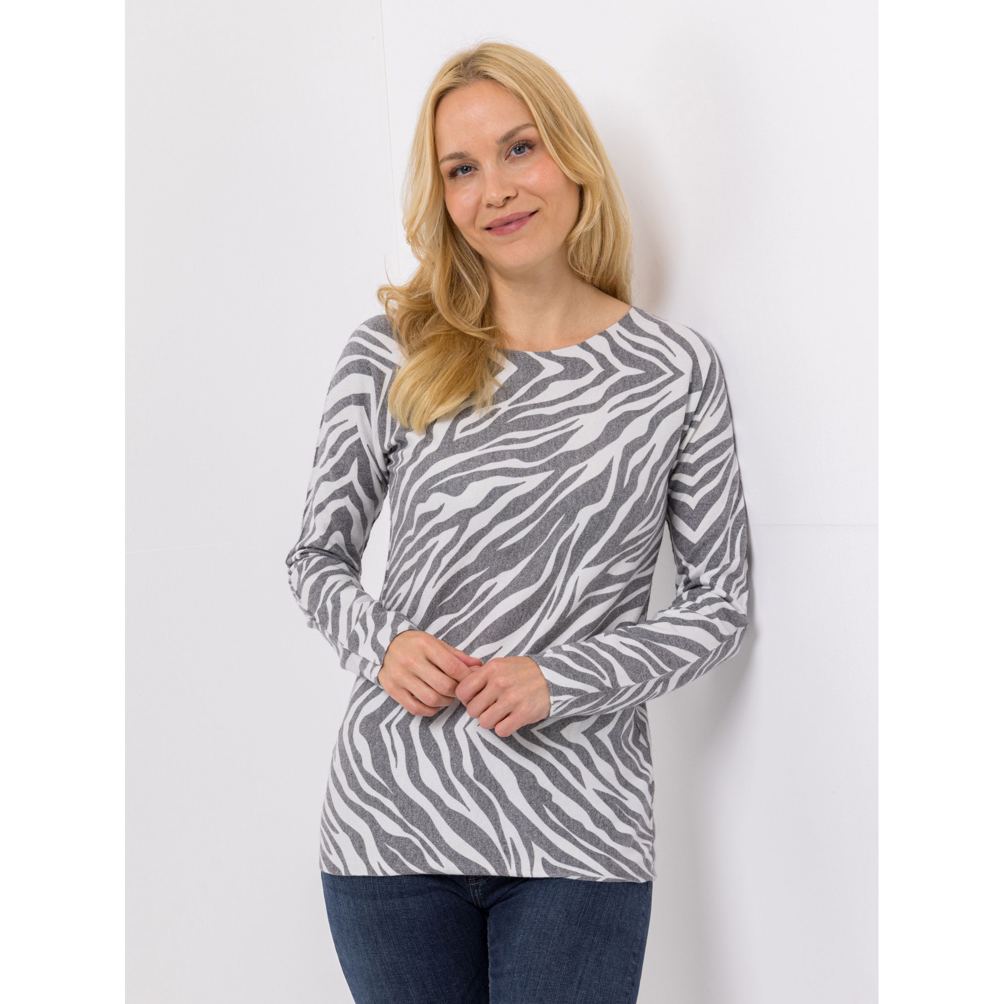 B-Ware VIA MILANO Pullover, 1/1-Arm Rundhalsausschnitt überschnittener Arm