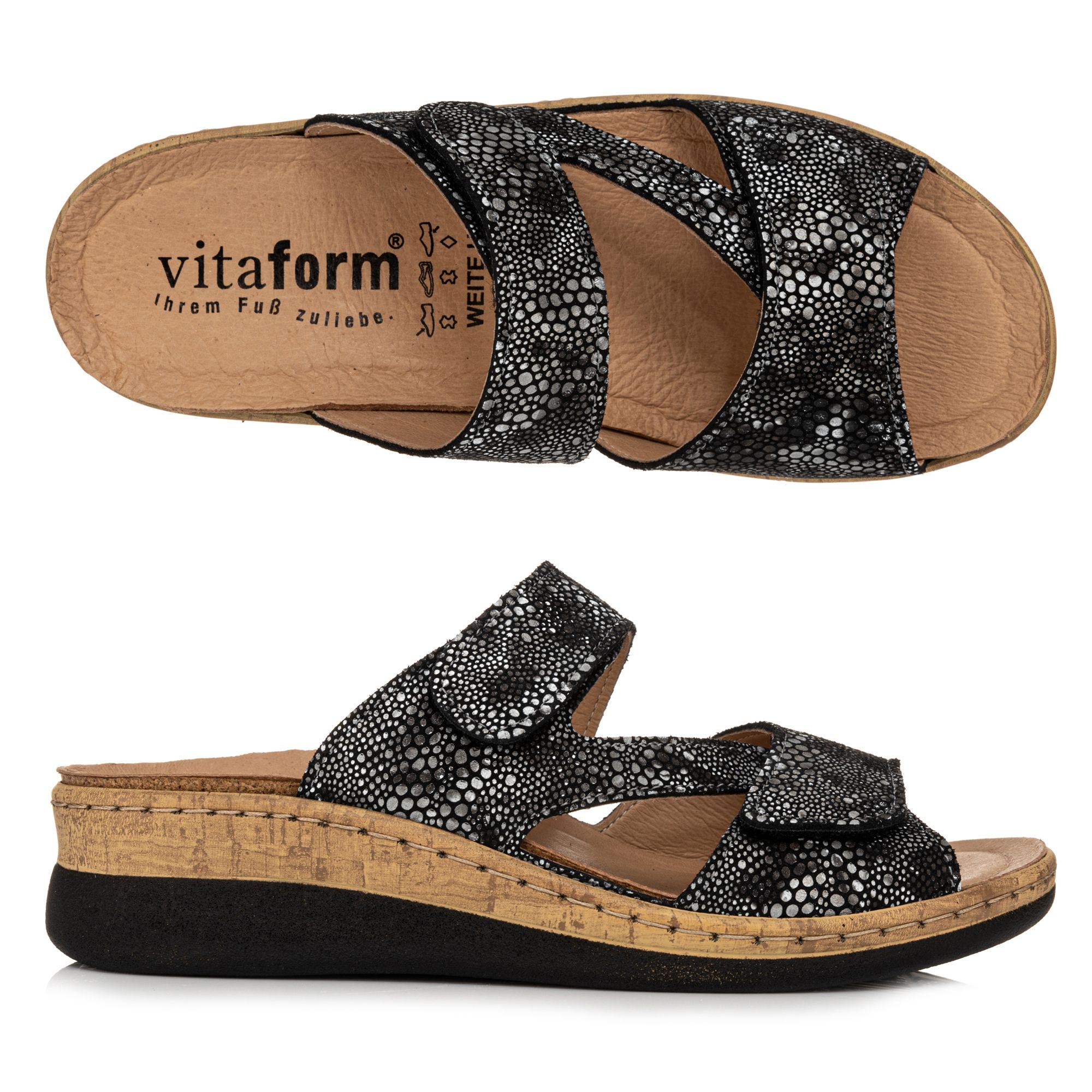 B-Ware VITAFORM Damen-Pantolette Nappaleder Fantasiedruck