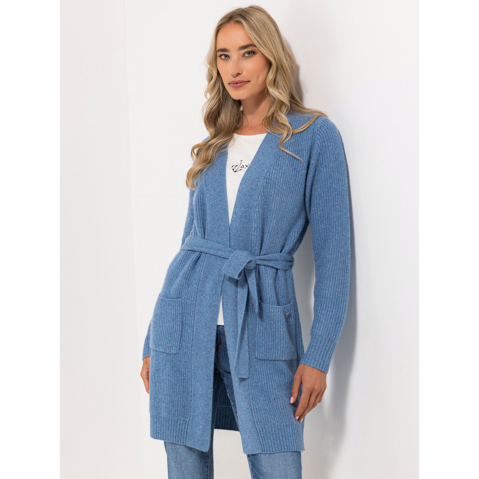 B-Ware STRANDFEIN Longcardigan Rippstrick Bindegürtel