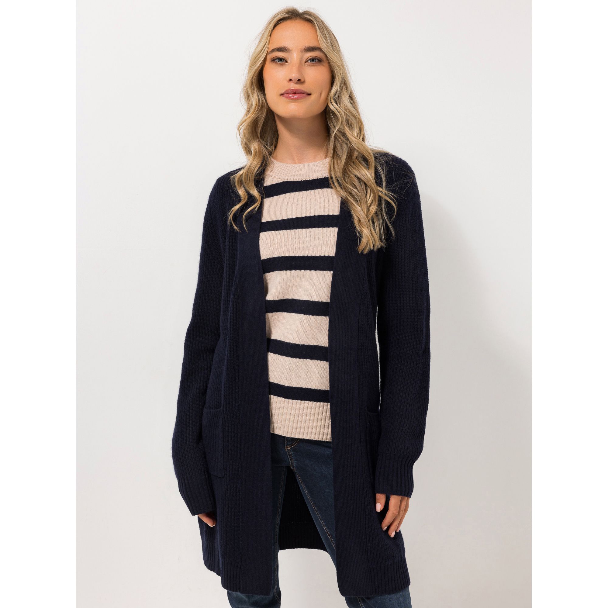 B-Ware STRANDFEIN Longcardigan Rippstrick Bindegürtel