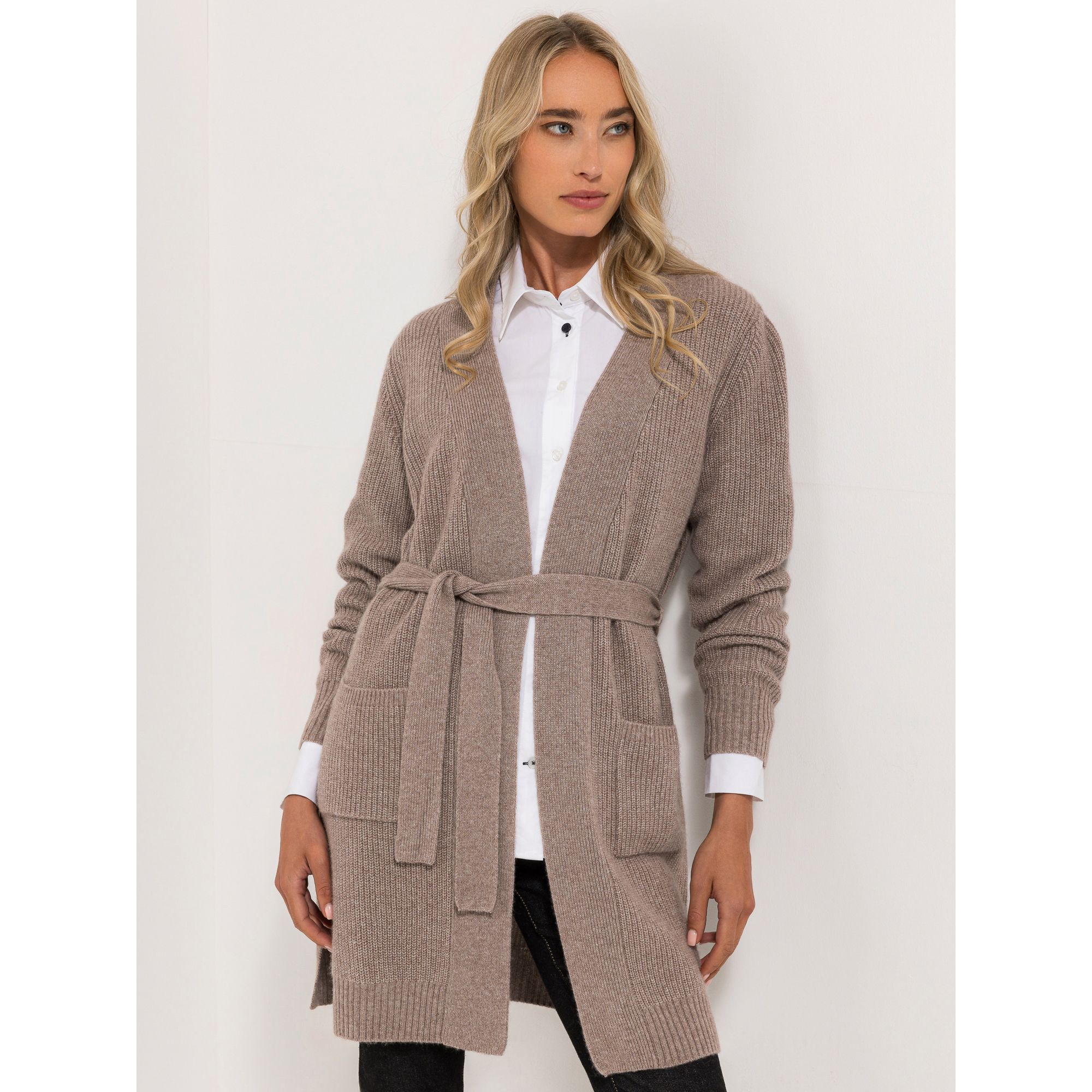 B-Ware STRANDFEIN Longcardigan Rippstrick Bindegürtel