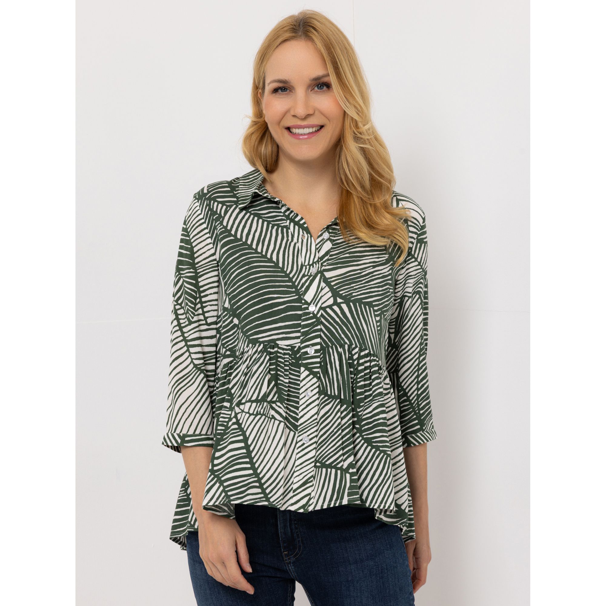 B-Ware DINE 'N' DANCE Bluse, 3/4-Arm Knopfleiste Allover-Druck