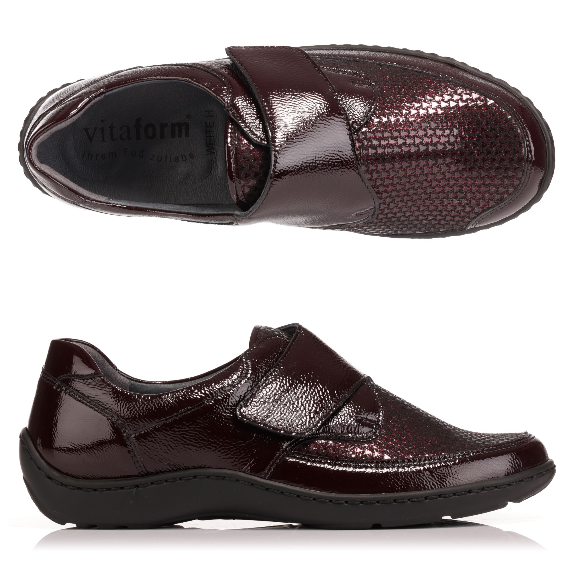 B-Ware VITAFORM Damen-Halbschuh Lackleder/Stretch Klettverschluss