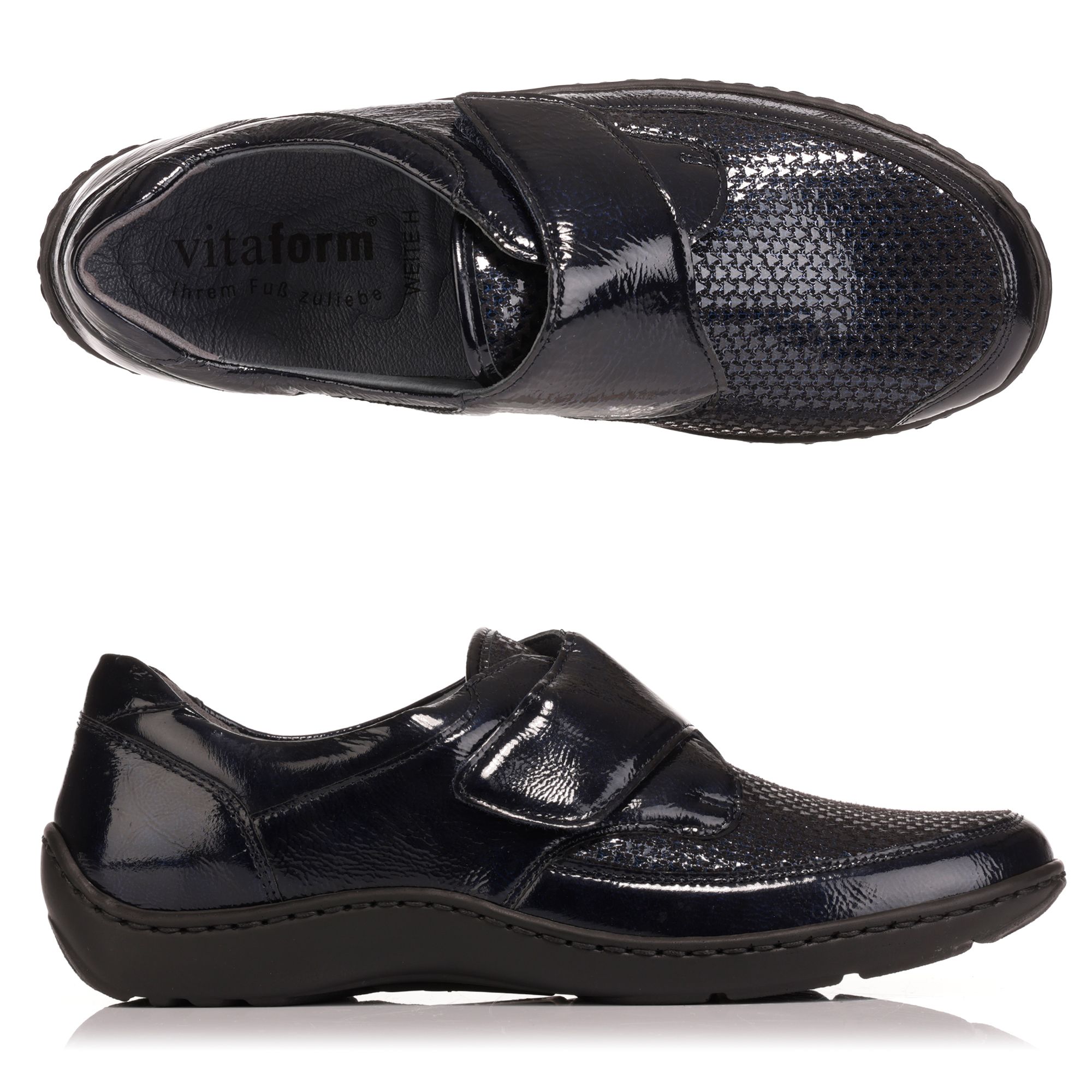 B-Ware VITAFORM Damen-Halbschuh Lackleder/Stretch Klettverschluss