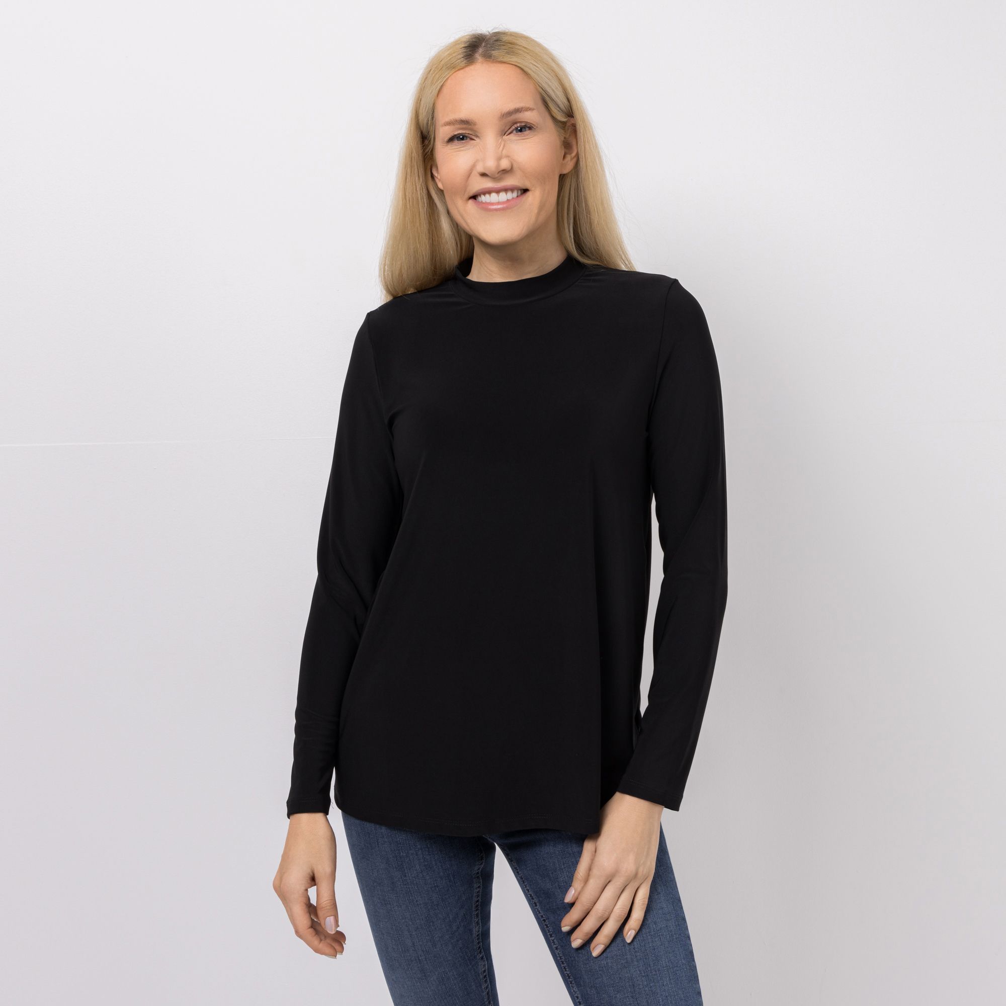 B-Ware KIM & CO. Shirt, Langarm Deluxe Brazil Knit Stehkragen