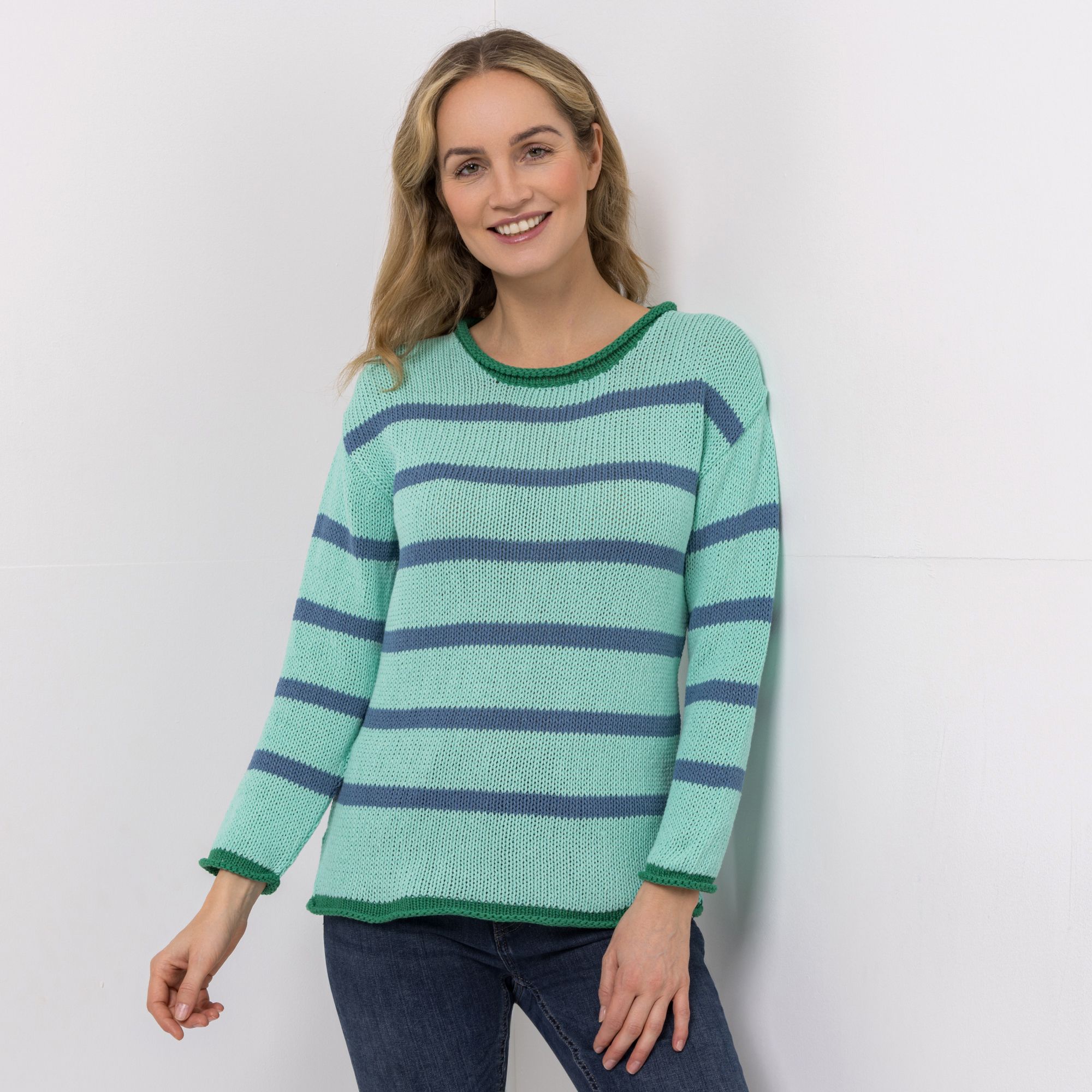 B-Ware DINE 'N' DANCE Pullover Rundhalsausschnitt Kontrastkanten