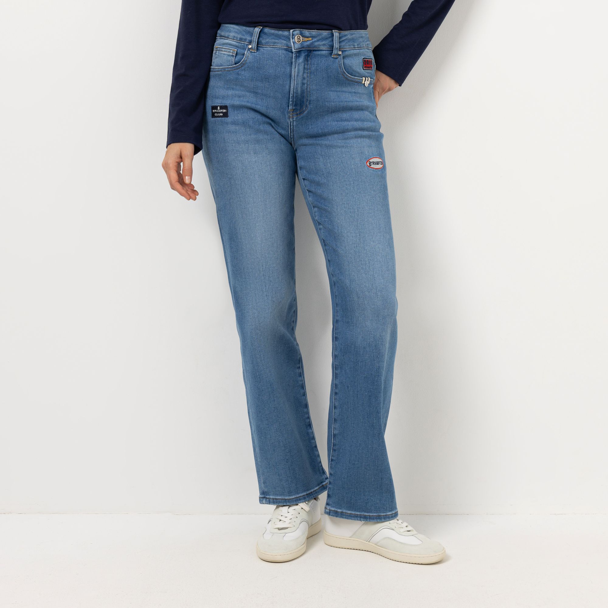 B-Ware STRANDFEIN Jeanshose lange Form Logo-Sticker