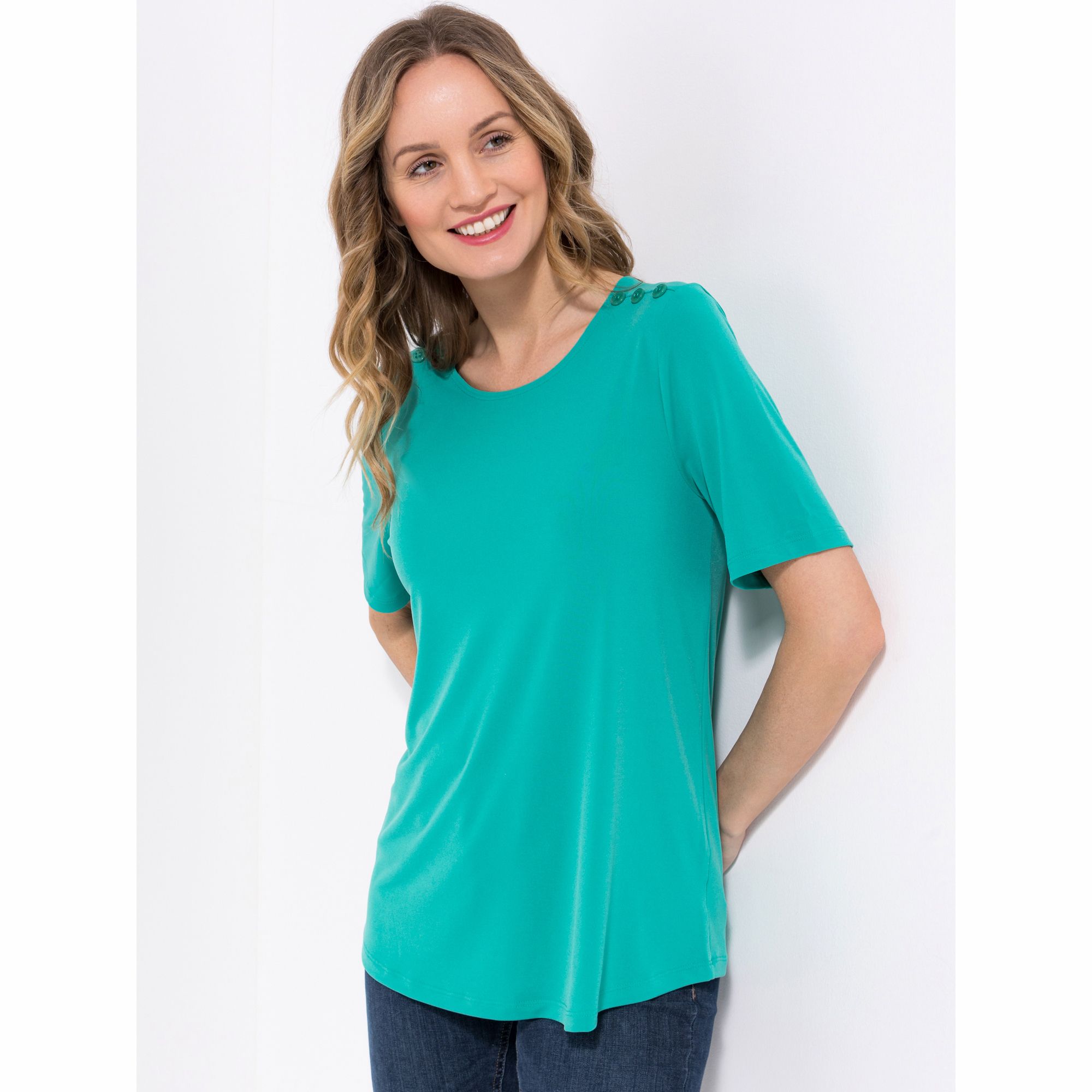 B-Ware KIM & CO. Shirt, 1/2-Arm Brazil Knit Jersey Zierknöpfe