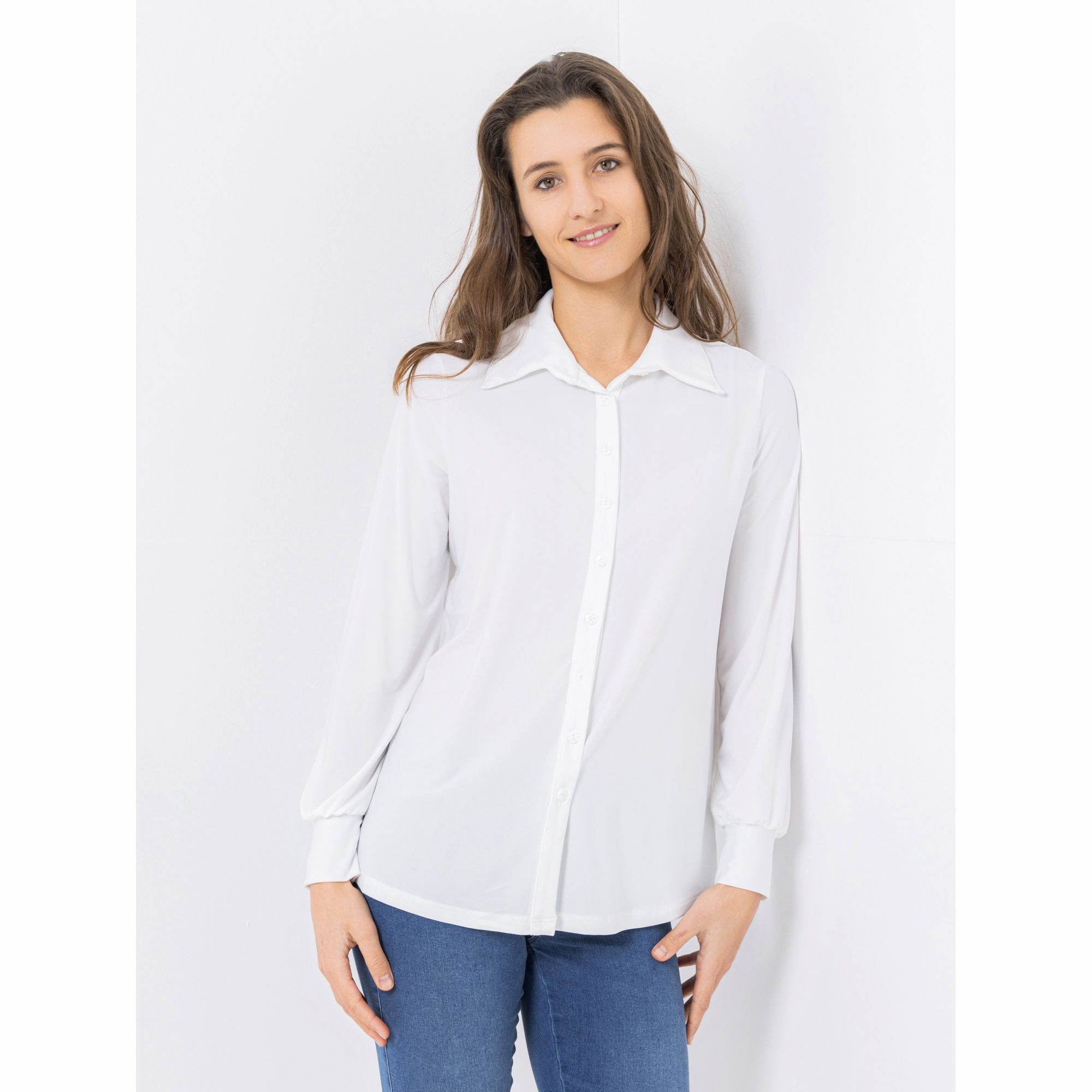 B-Ware KIM & CO. Blusen-Shirt Deluxe Brazil Knit Knopfleiste