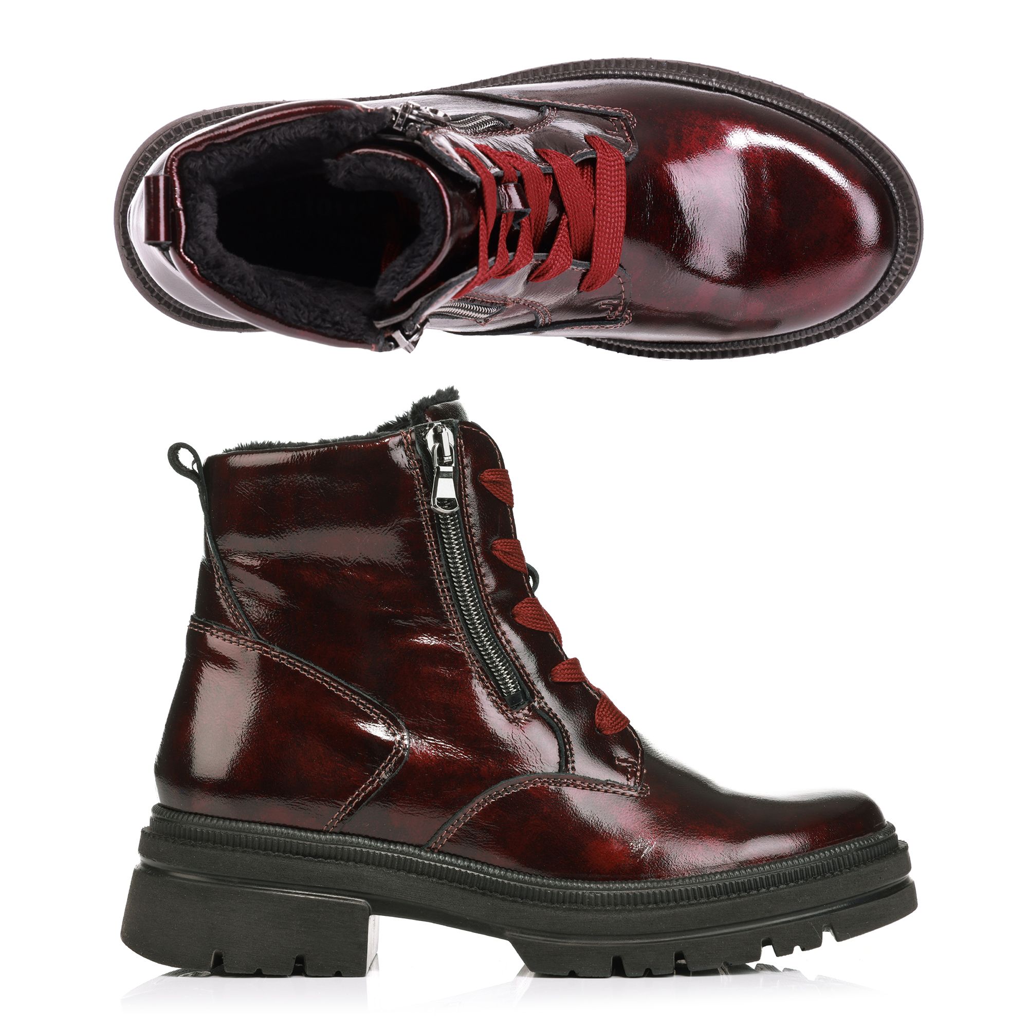 B-Ware VITAFORM Damen-Stiefelette Lackleder 2 Reißverschlüsse