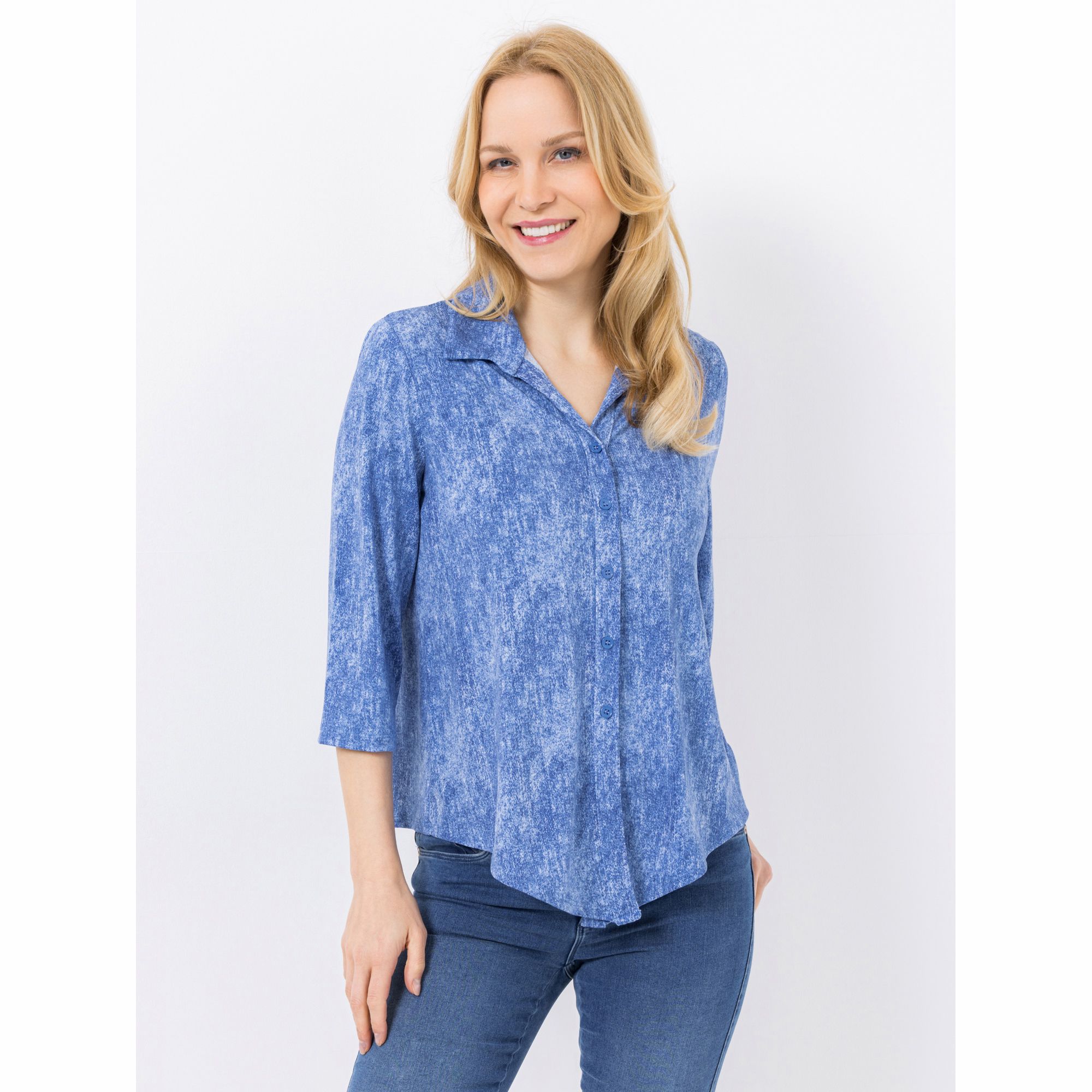 B-Ware KIM & CO. Shirt, 3/4-Arm Brazil Knit Jersey Knopfleiste