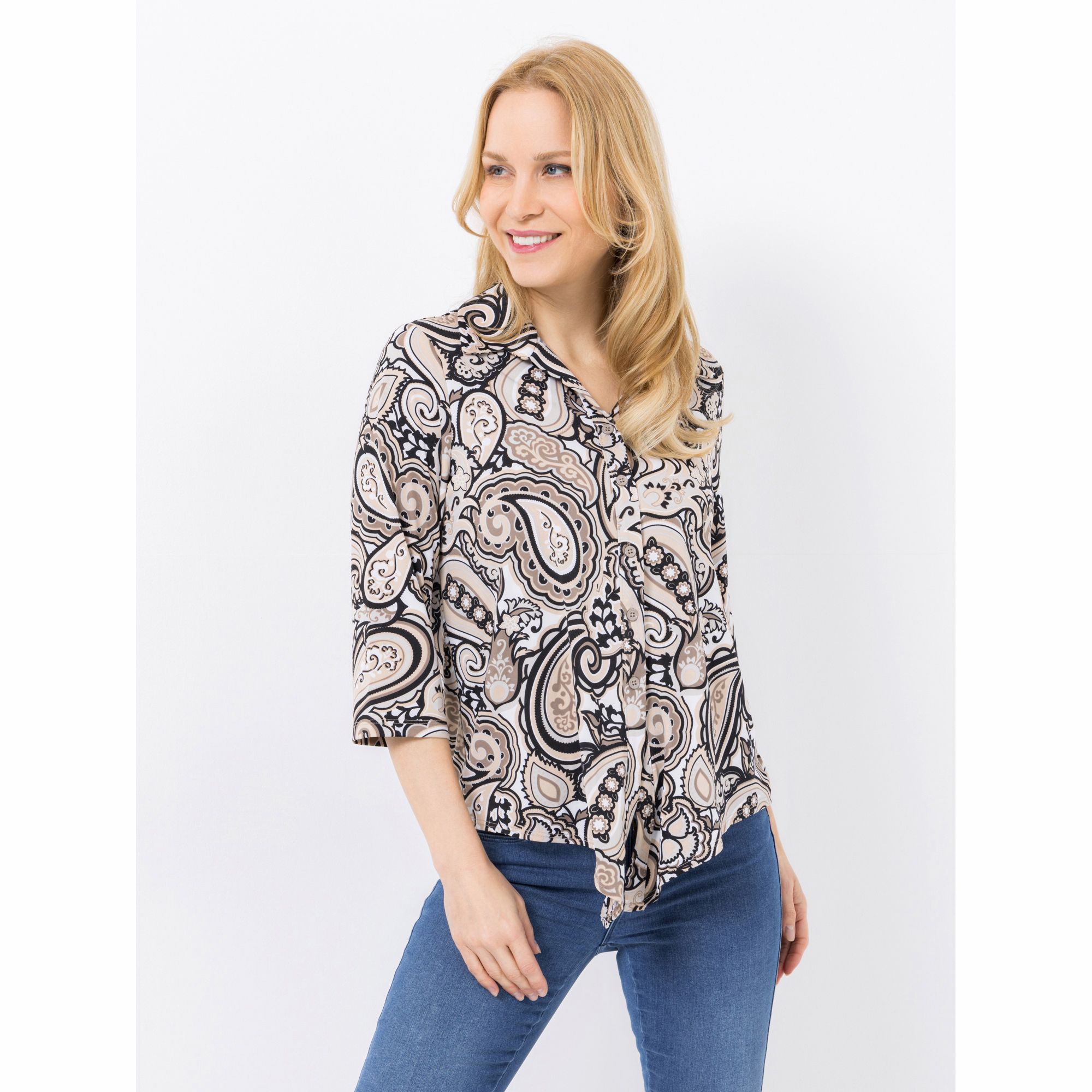 B-Ware KIM & CO. Shirt, 3/4-Arm Brazil Knit Jersey Knopfleiste